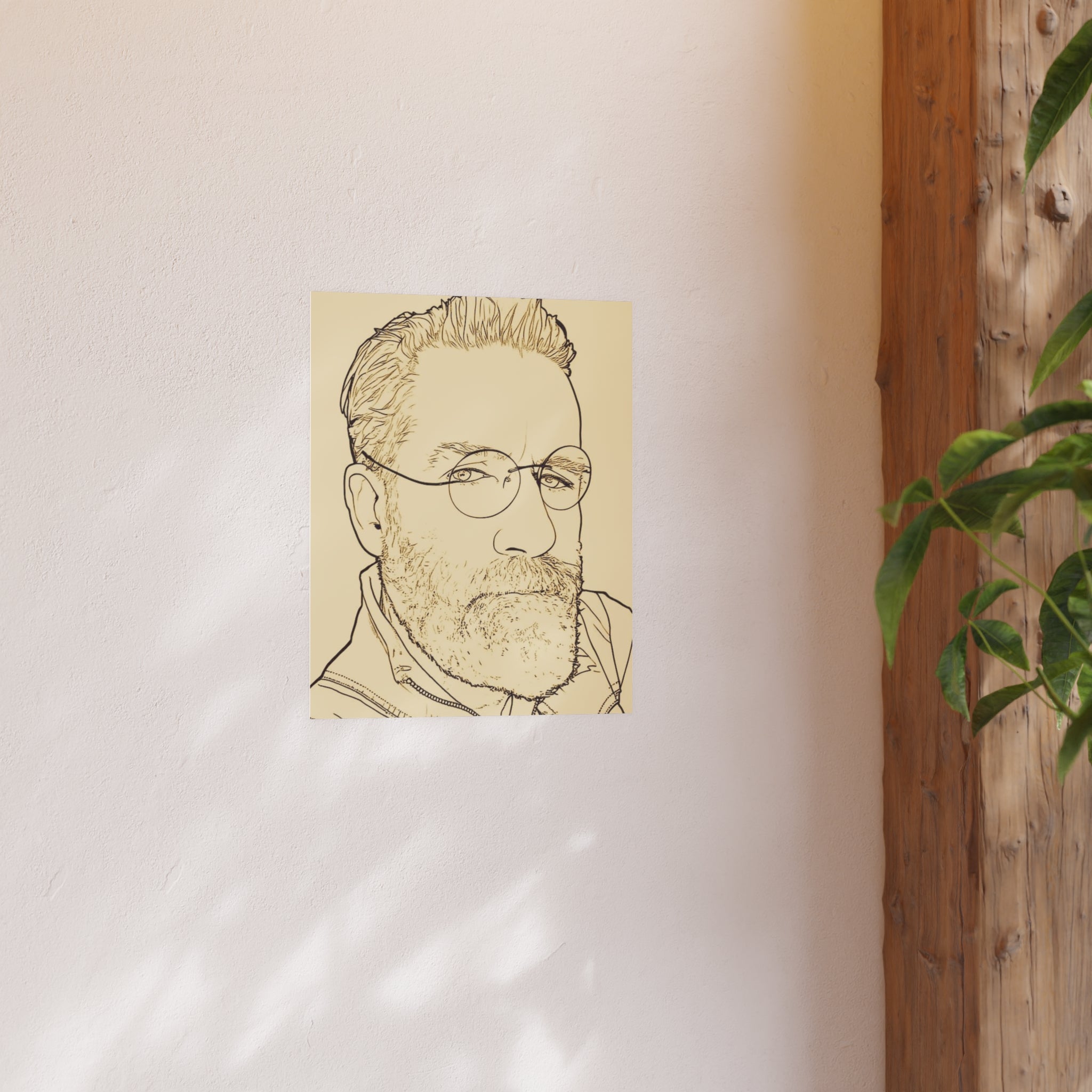 Minimalist Line Art Poster — AI Self Portrait (Satin or Archival Matte)