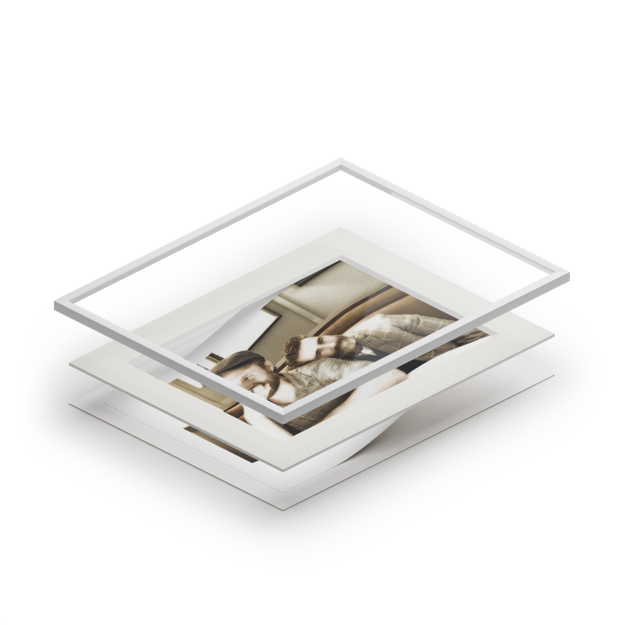 Sepia Couple Fine Art Print with Passepartout Frame - Just Us, a married couple.