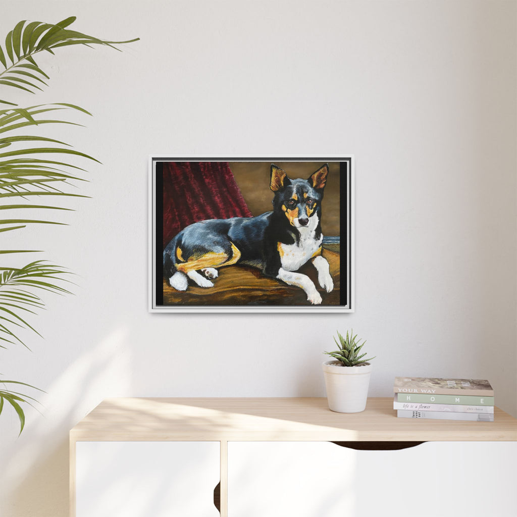 Framed Matte Canvas Dog Portrait – Black & Tan Companion Wall Art