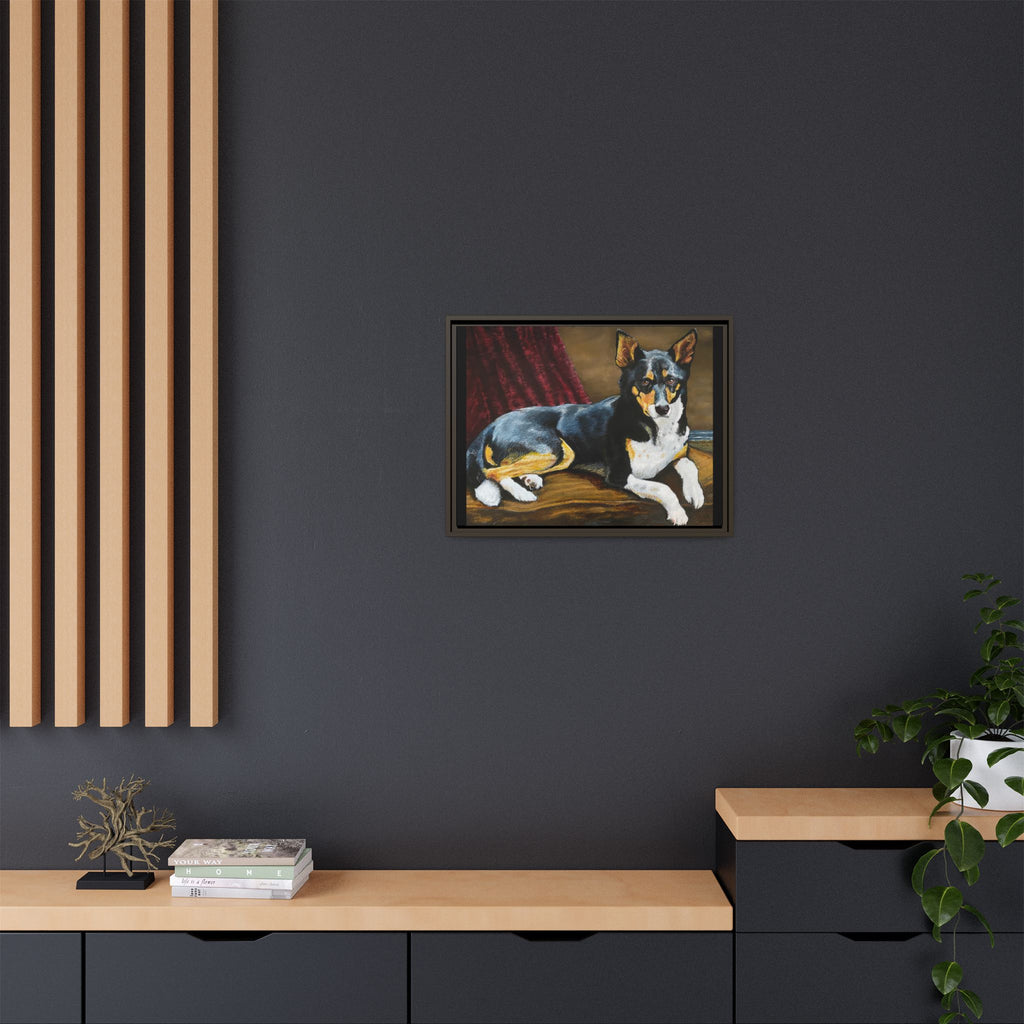 Framed Matte Canvas Dog Portrait – Black & Tan Companion Wall Art
