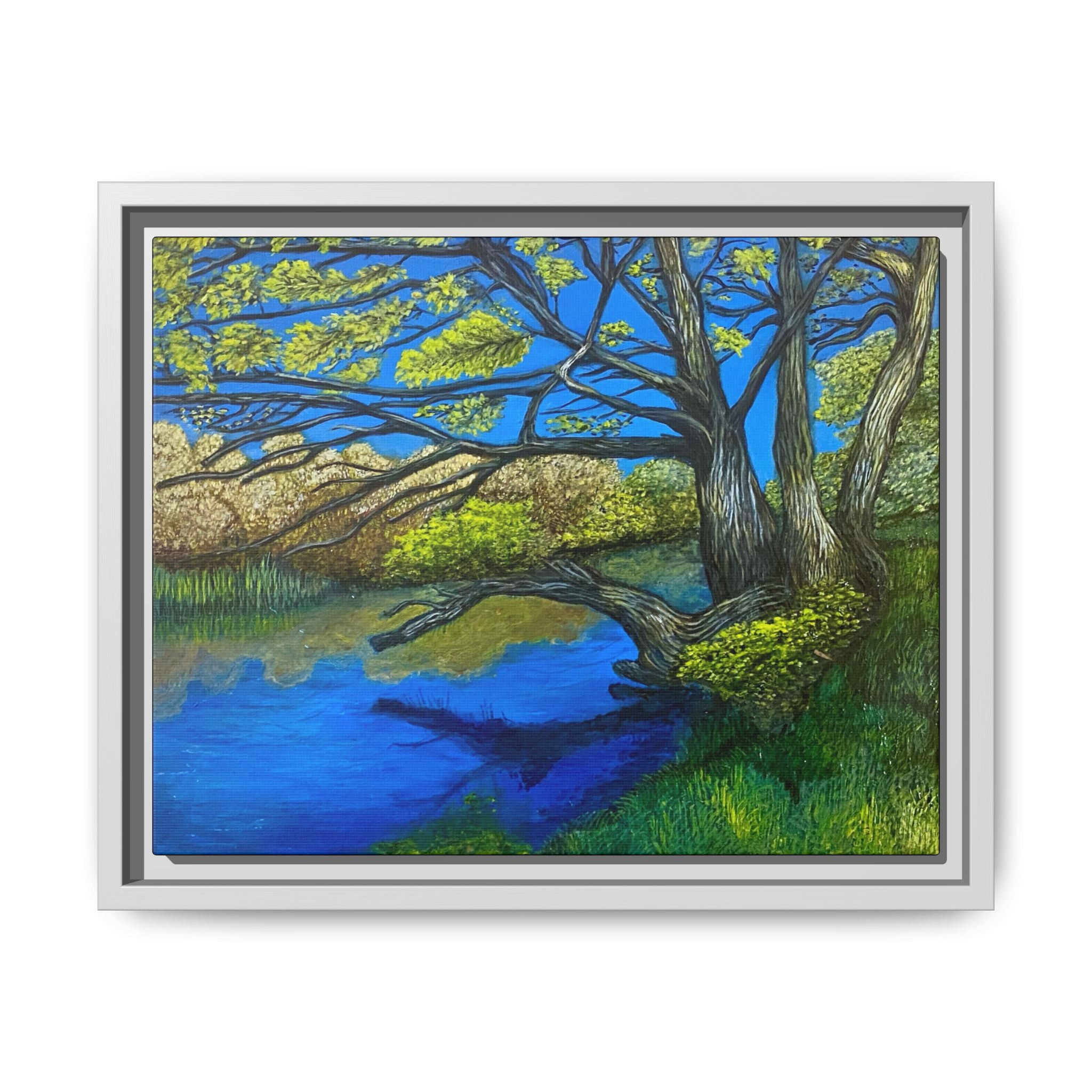 Framed Matte Canvas Print — River Til Landscape