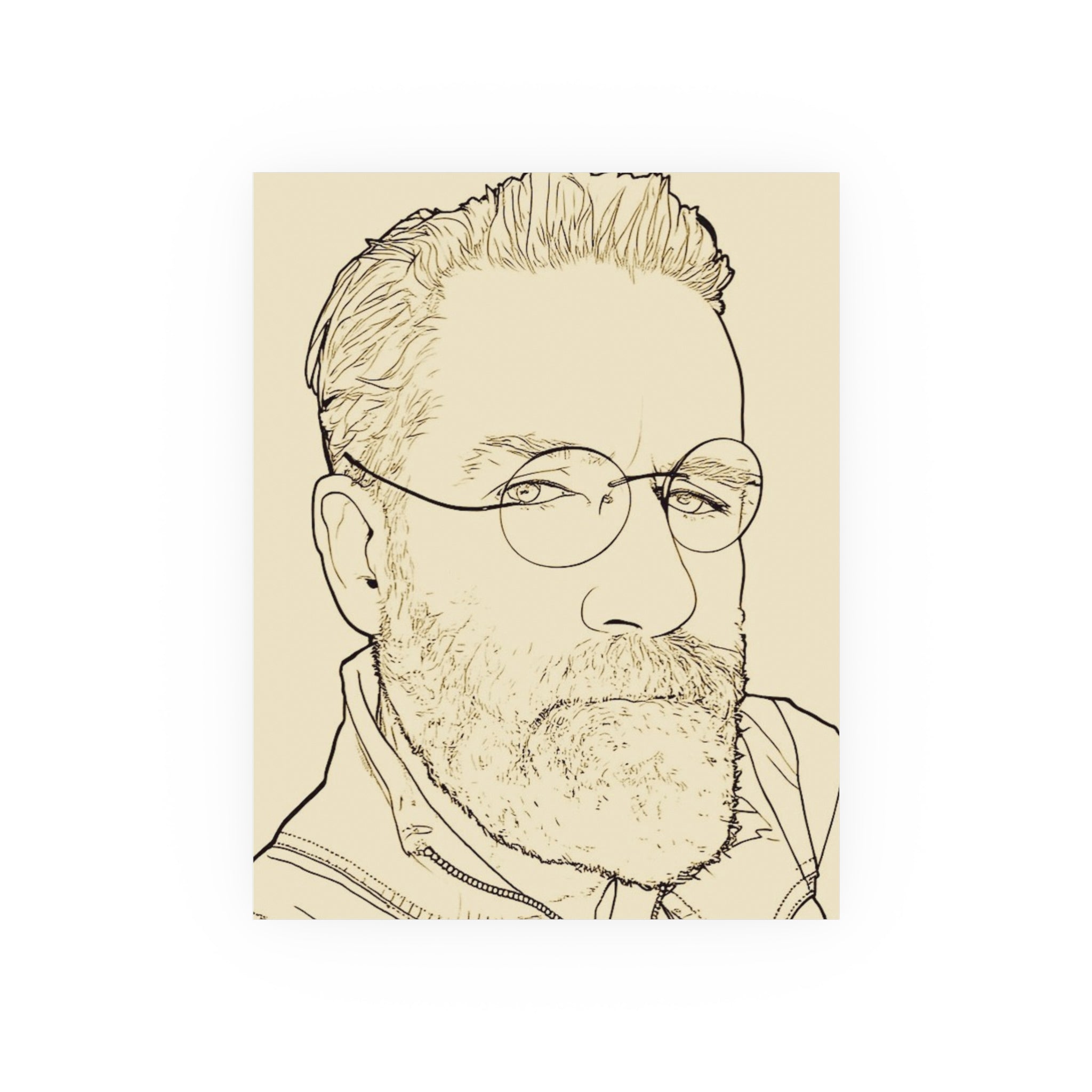 Minimalist Line Art Poster — AI Self Portrait (Satin or Archival Matte)