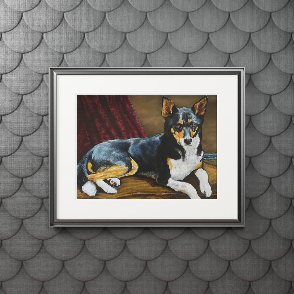 Tricolor Dog Fine Art Print with Passepartout Frame — "Upton" Pet Portrait Wall Art (2022)