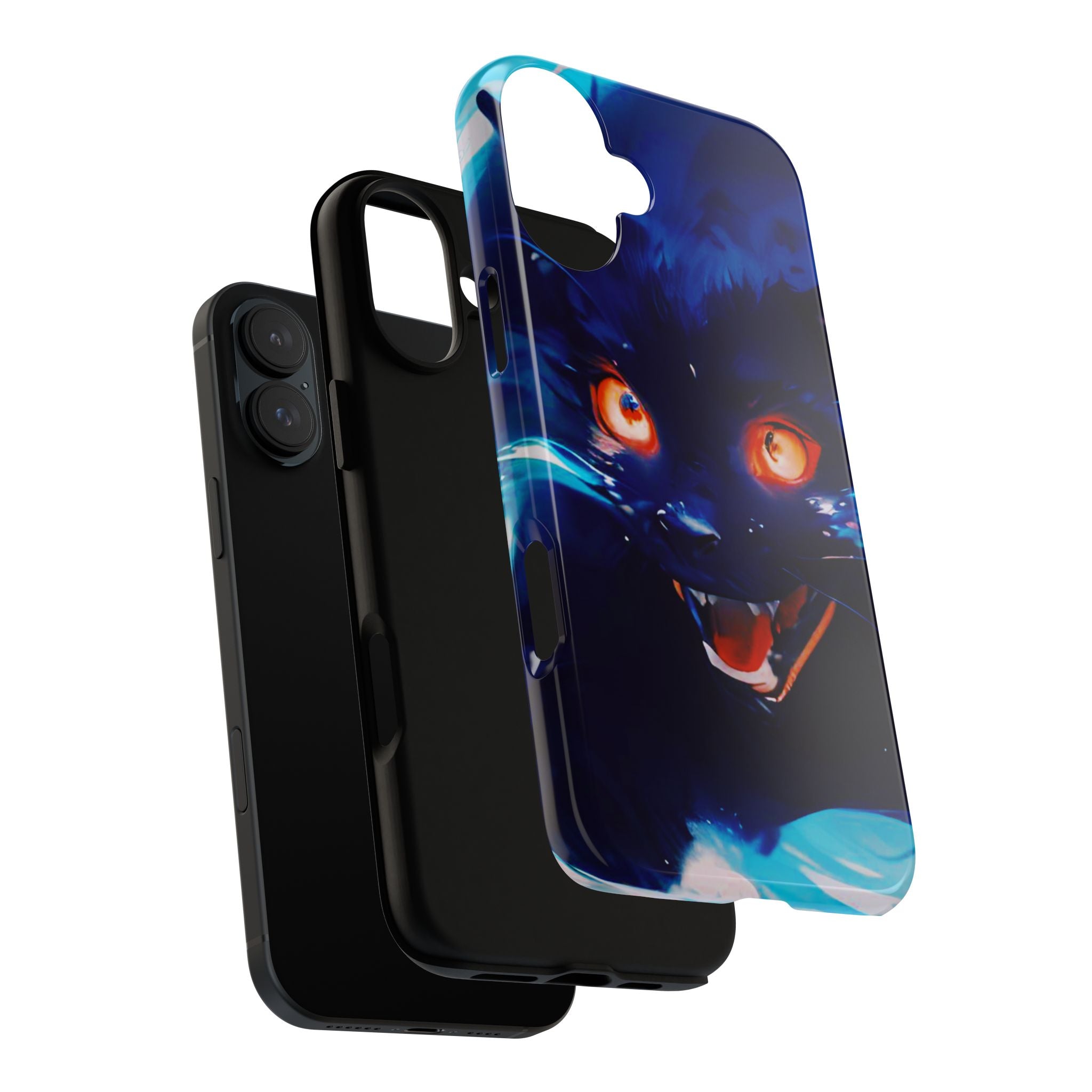 Demon Cat Phone Case — Glowing Blue Feline Tough Case