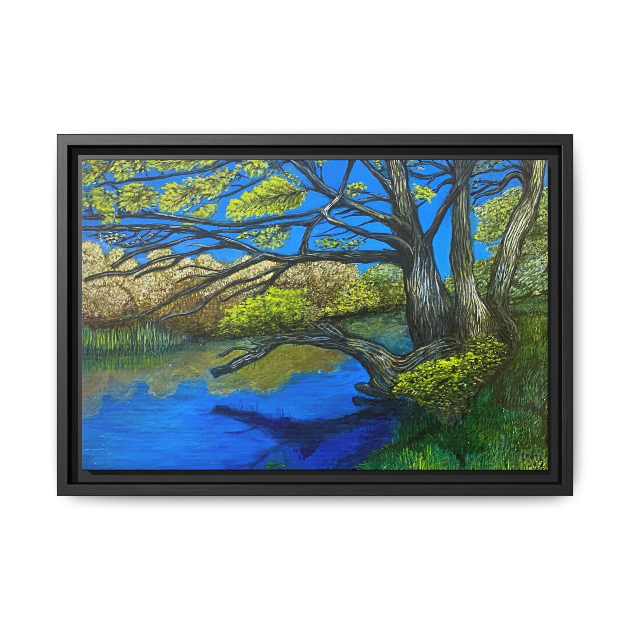 Framed Matte Canvas Print — River Til Landscape