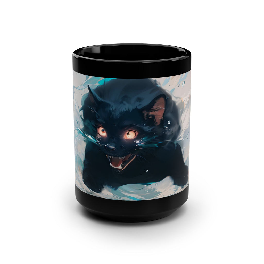 Demon Cat Art Coffee Mug — 15oz Zombie Kitten Ceramic Cup