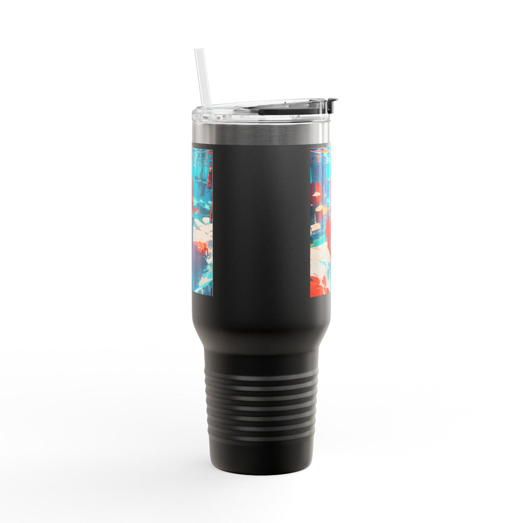 40oz Insulated Travel Mug – Colorful Underwater Dog Art Design
