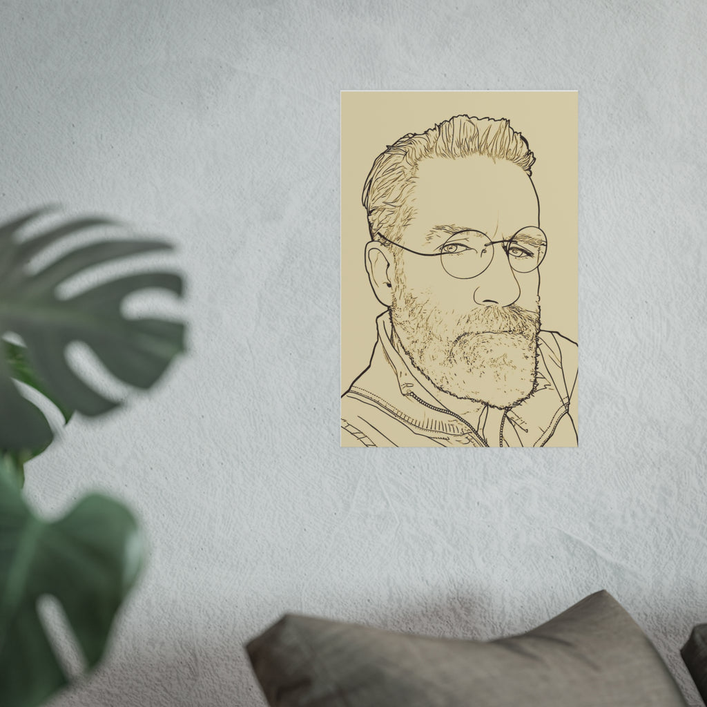 Minimalist Line Art Poster — AI Self Portrait (Satin or Archival Matte)