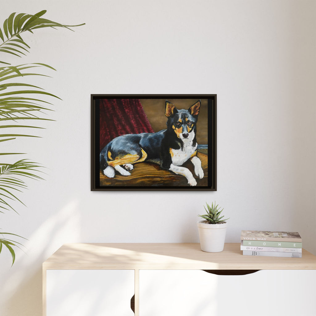 Framed Matte Canvas Dog Portrait – Black & Tan Companion Wall Art