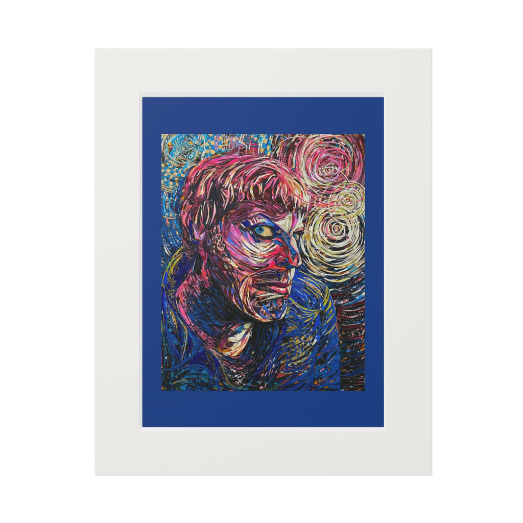 Abstract Portrait Fine Art Print with Passepartout Frame - Paper Portrait of Eddie