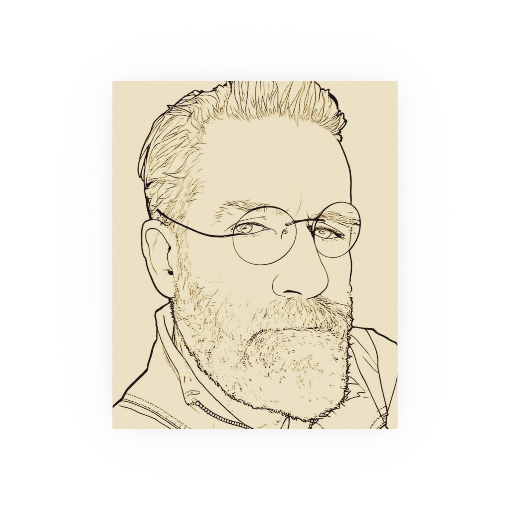 Minimalist Line Art Poster — AI Self Portrait (Satin or Archival Matte)