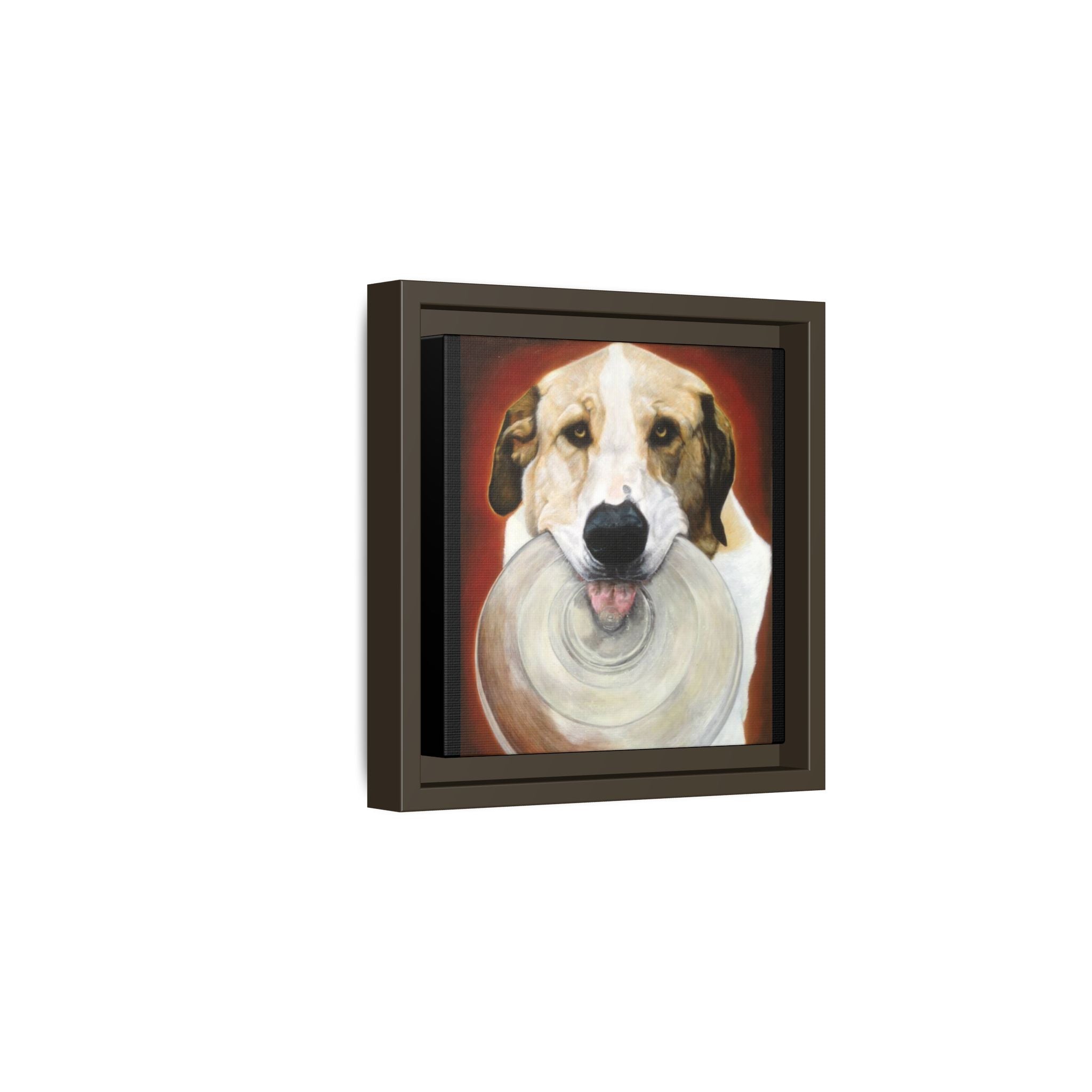 Framed Matte Canvas Print — Playful Wookie Holding His Frisbee