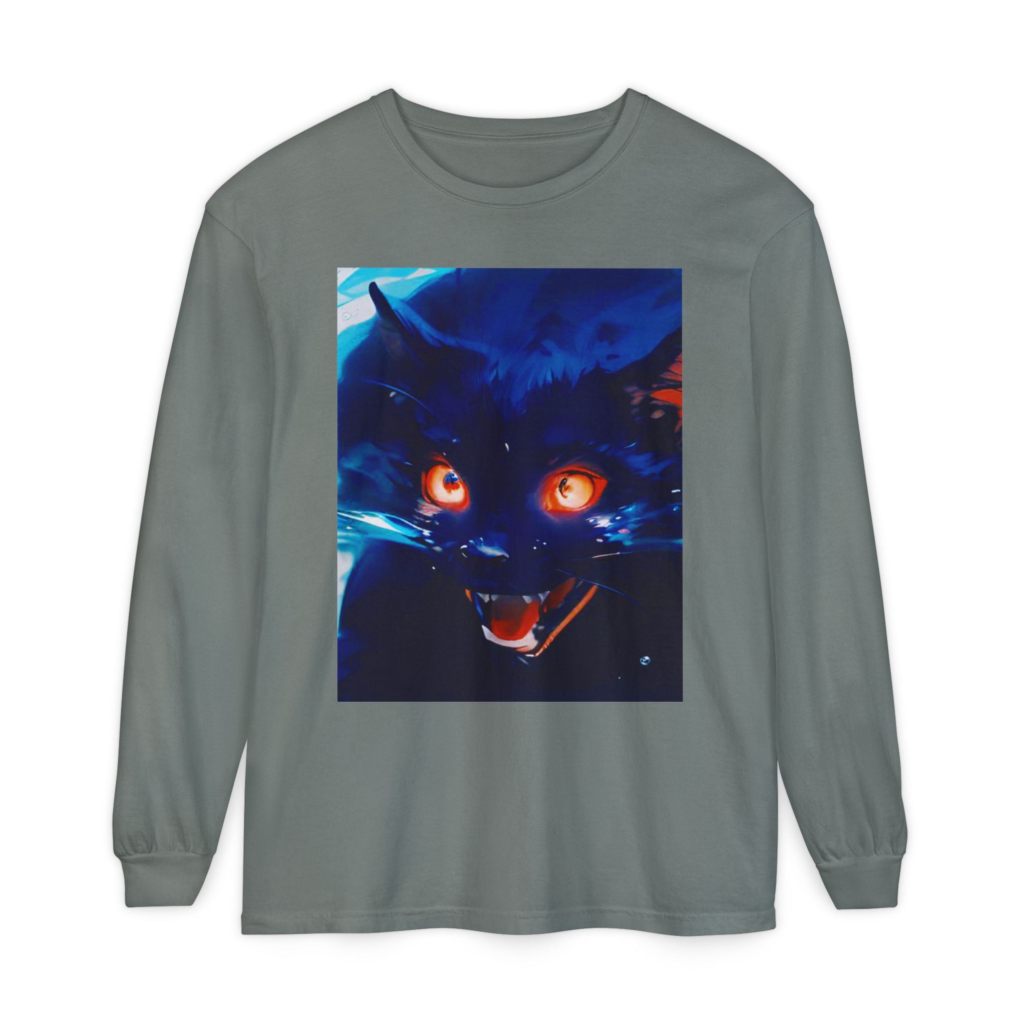 Long Sleeve T-Shirt — Demon Cat Illustration