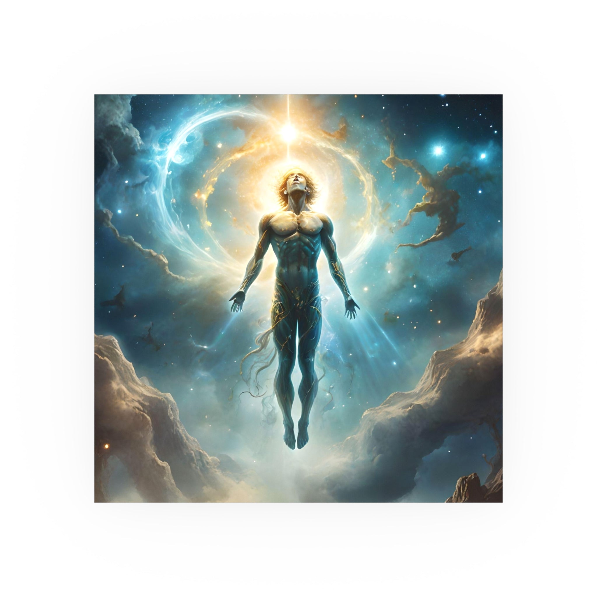 Cosmic Ascension Poster — Spiritual Astral Man Art Print