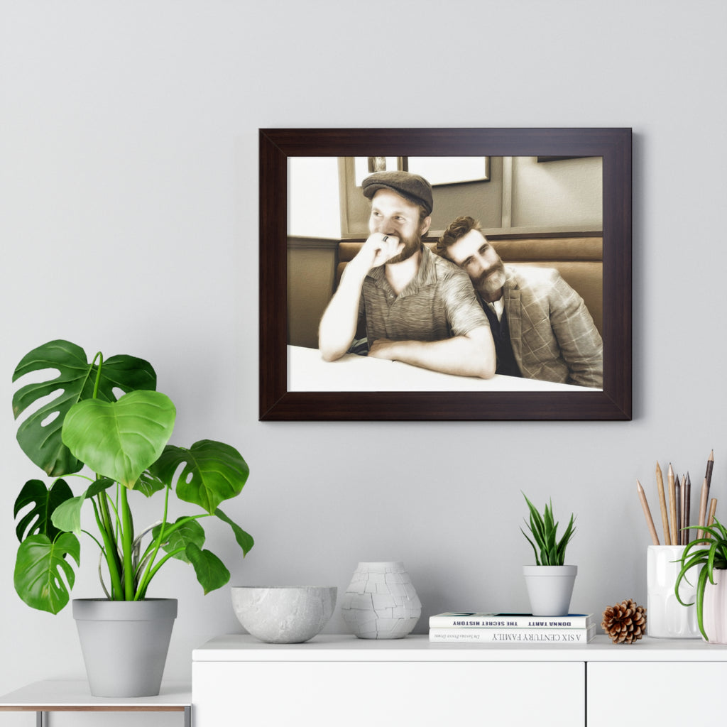Framed Horizontal Poster — Vintage Sepia Portrait Wall Art - Just Us, a married couple.