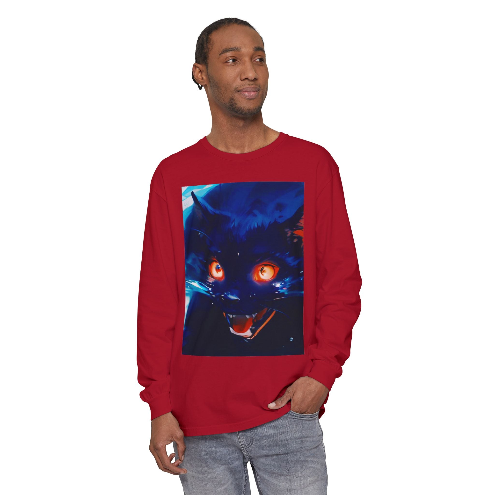 Long Sleeve T-Shirt — Demon Cat Illustration
