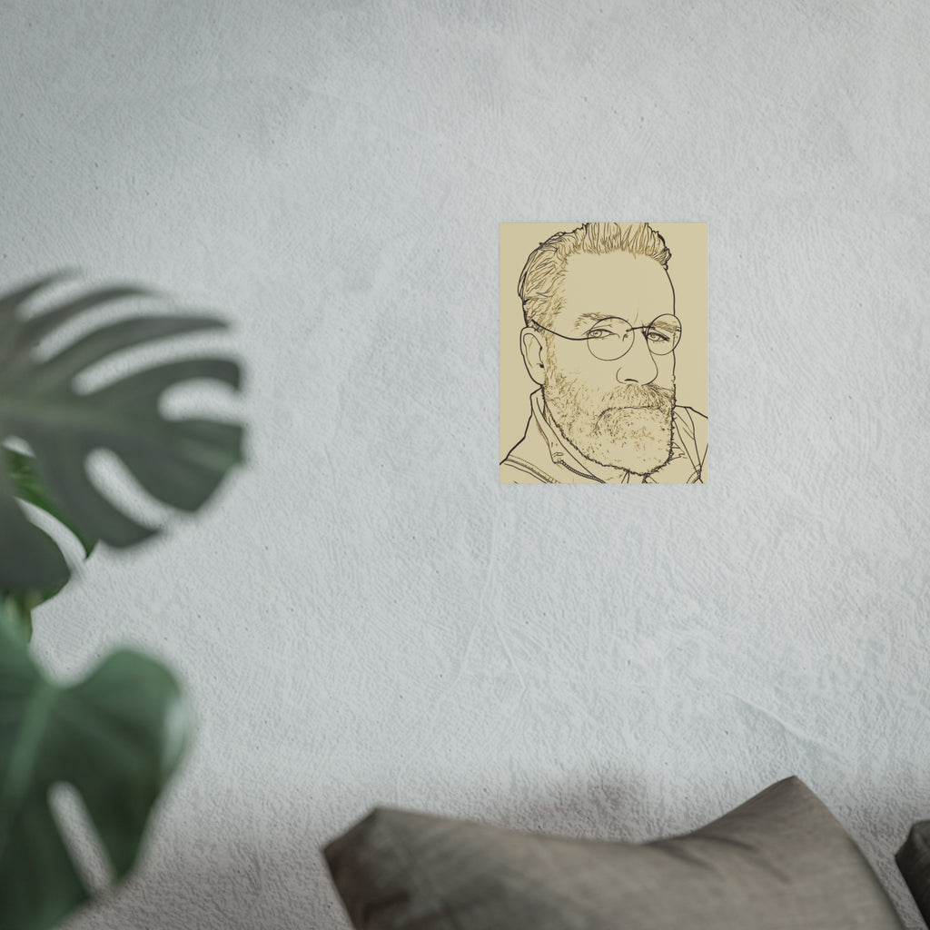 Minimalist Line Art Poster — AI Self Portrait (Satin or Archival Matte)