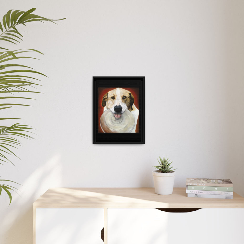 Framed Matte Canvas Print — Playful Wookie Holding His Frisbee
