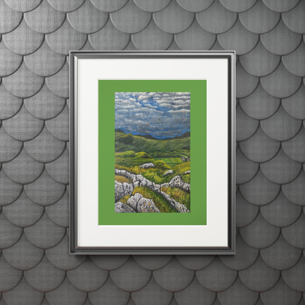 Mountain Landscape Fine Art Print with Passepartout — "View from High Rigg" - Green Hills & Dramatic Sky (2023)