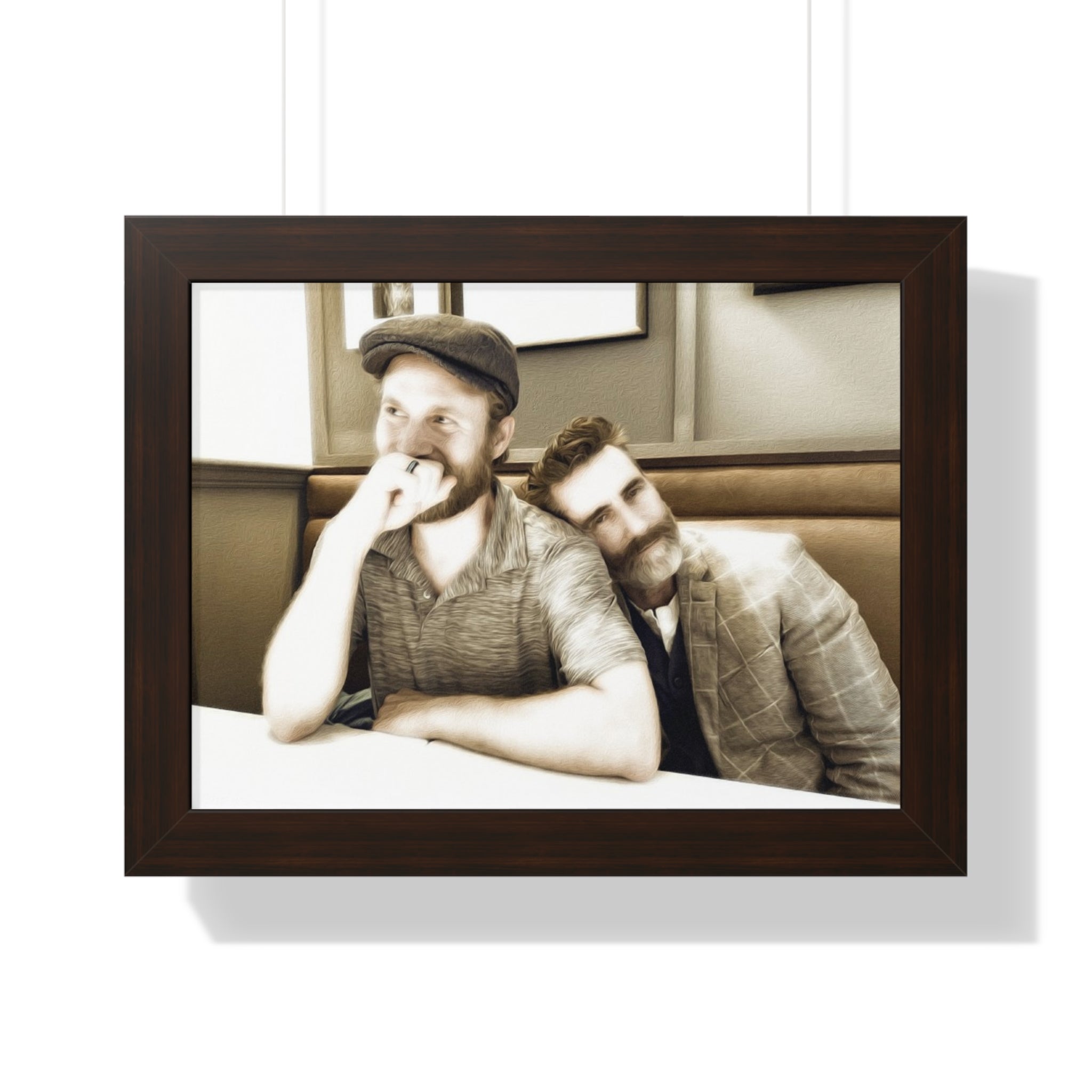 Framed Horizontal Poster — Vintage Sepia Portrait Wall Art - Just Us, a married couple.