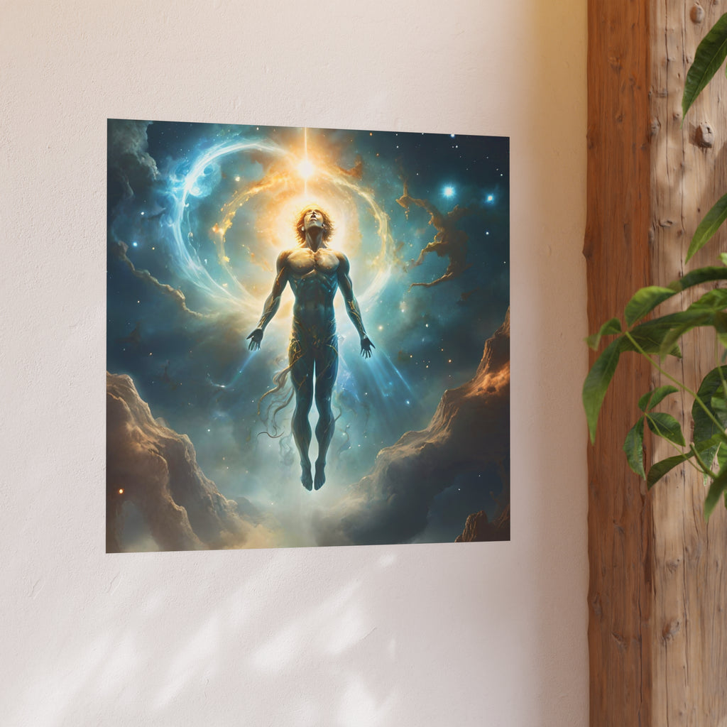 Cosmic Ascension Poster — Spiritual Astral Man Art Print