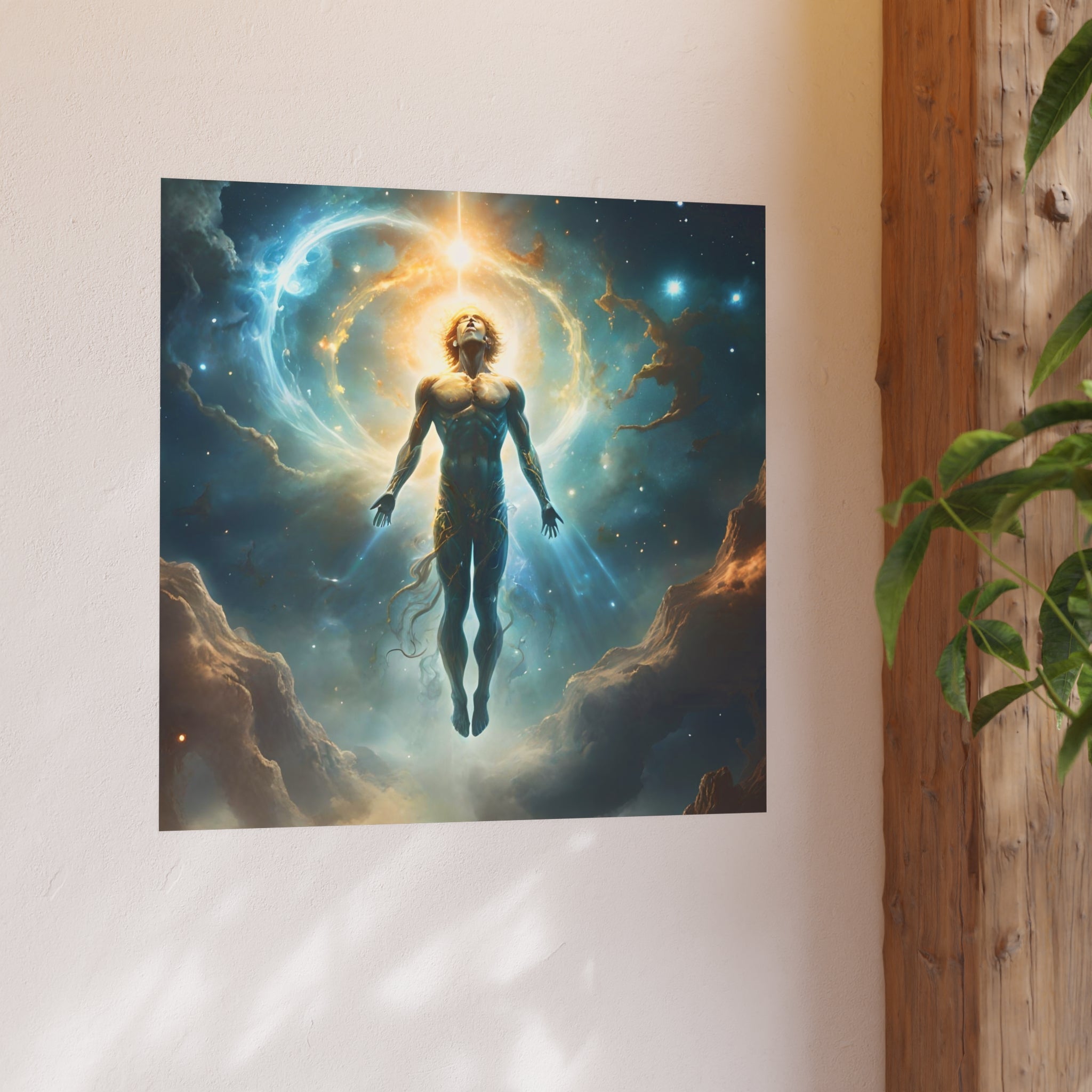 Cosmic Ascension Poster — Spiritual Astral Man Art Print