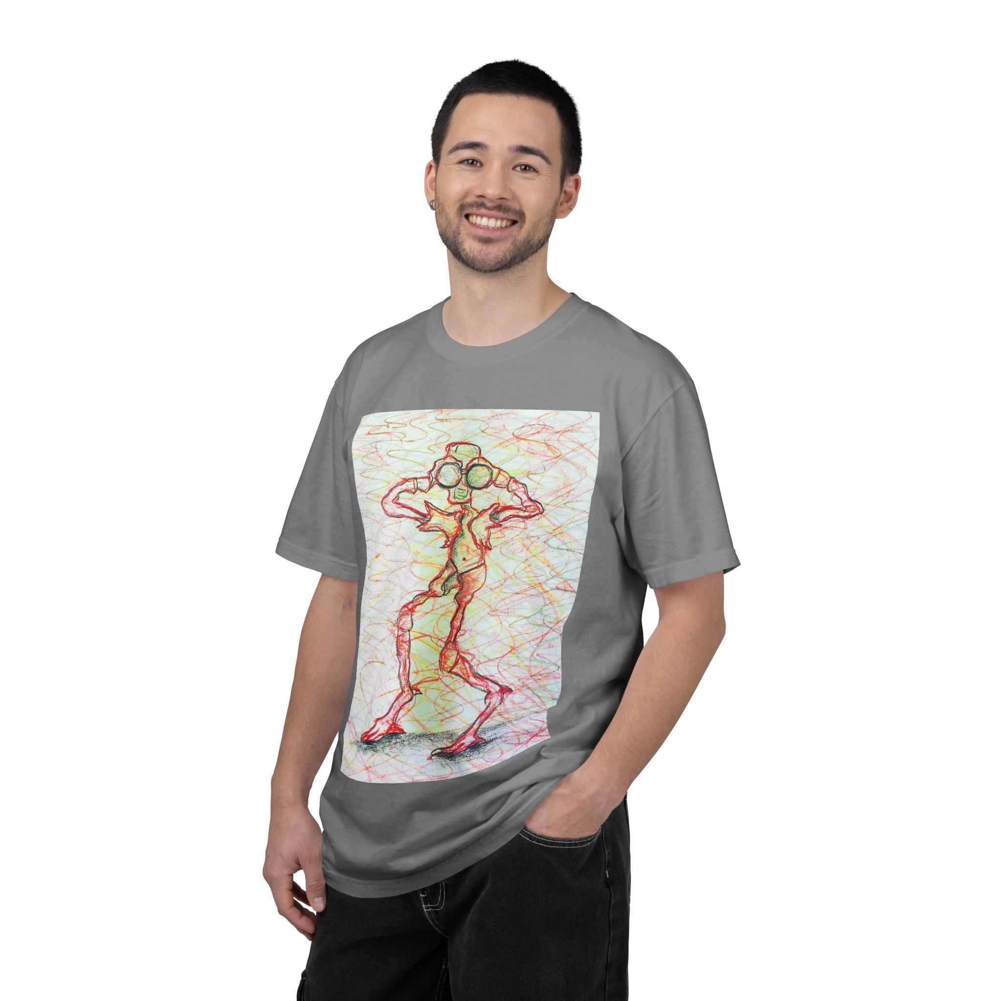 Abstract Figure Art T-Shirt — 'Binocular Gazer' Graphic Tee