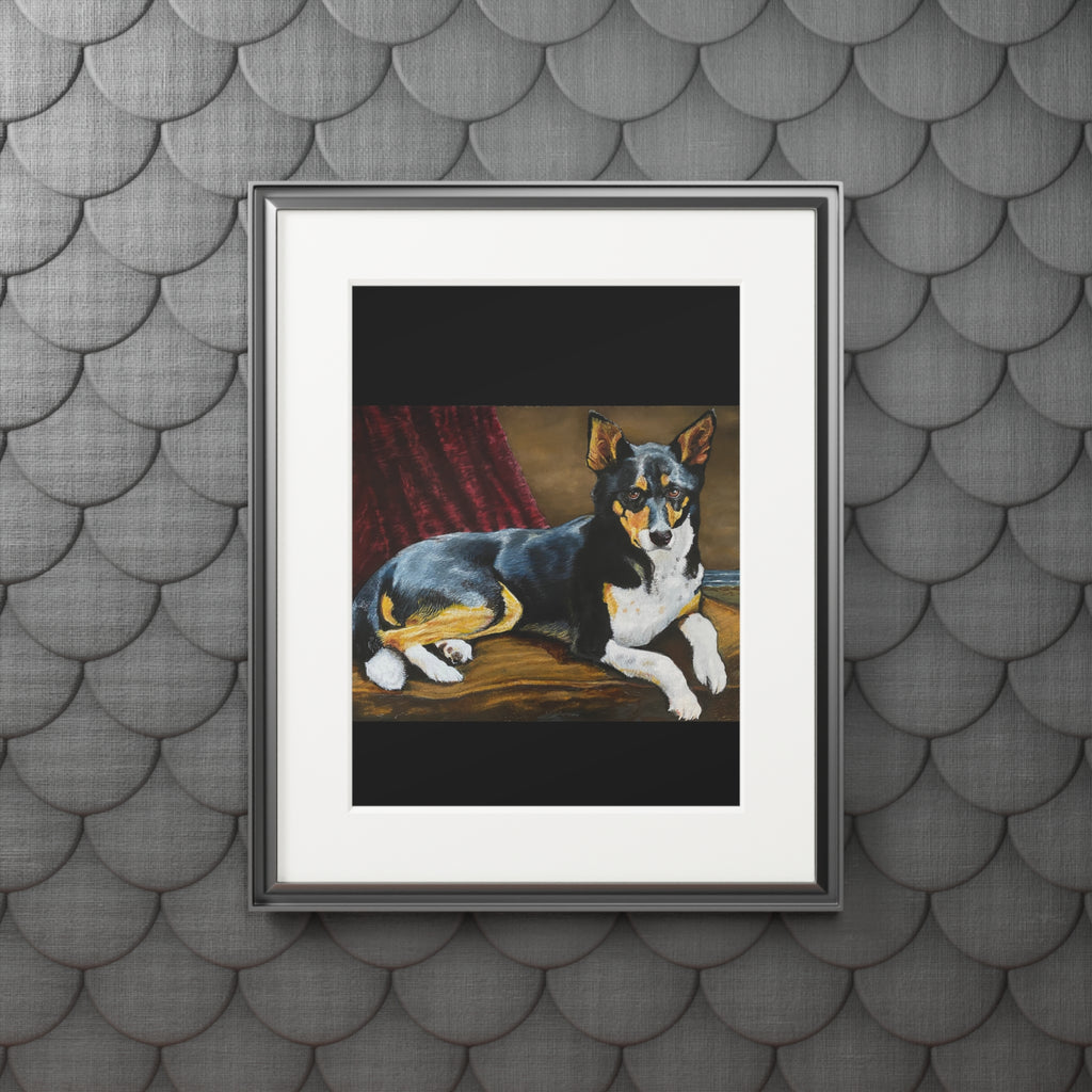 Tricolor Dog Fine Art Print with Passepartout Frame — "Upton" Pet Portrait Wall Art (2022)