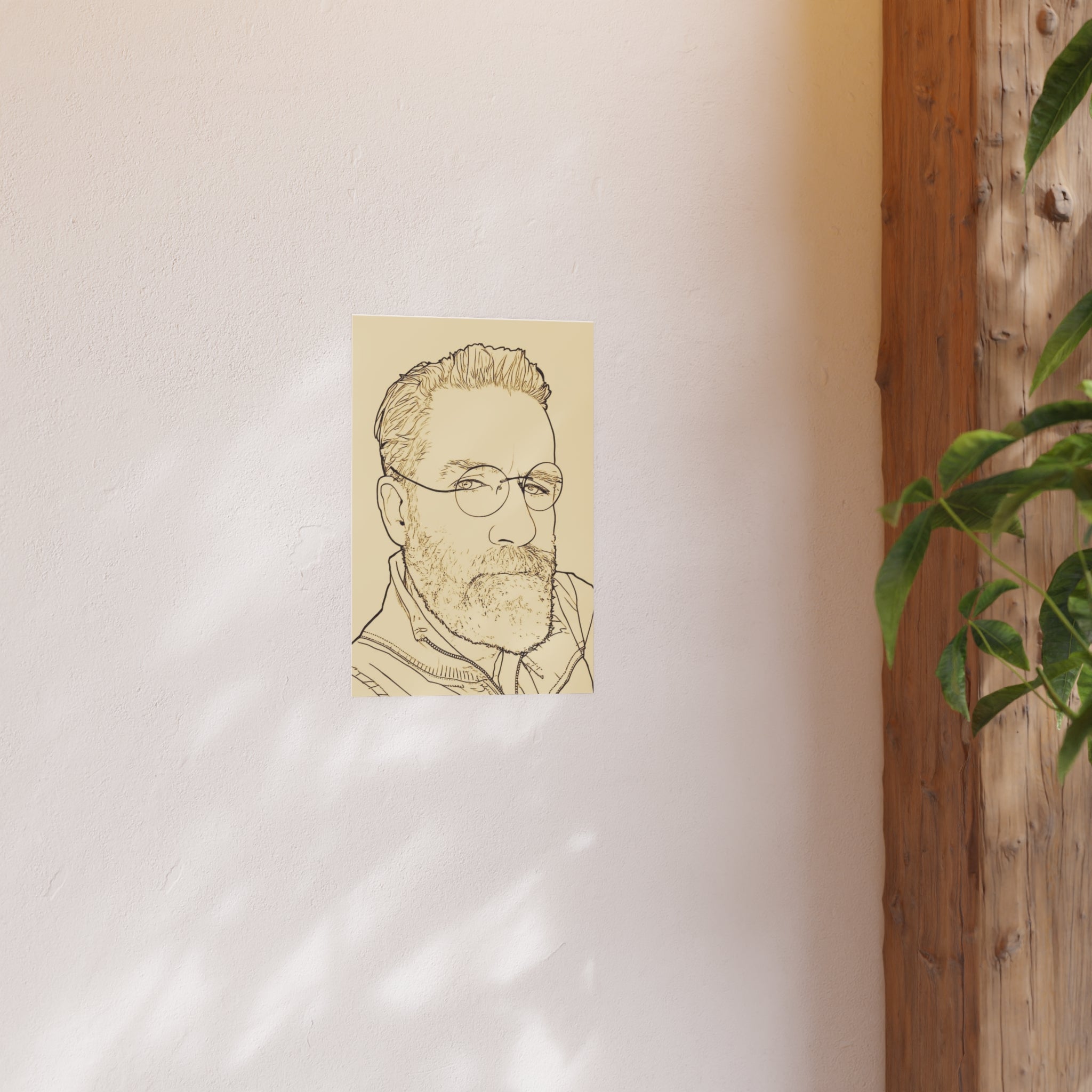 Minimalist Line Art Poster — AI Self Portrait (Satin or Archival Matte)