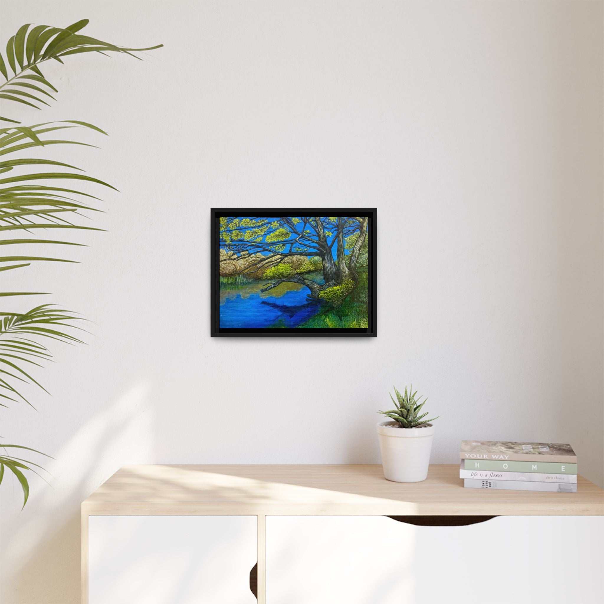 Framed Matte Canvas Print — River Til Landscape