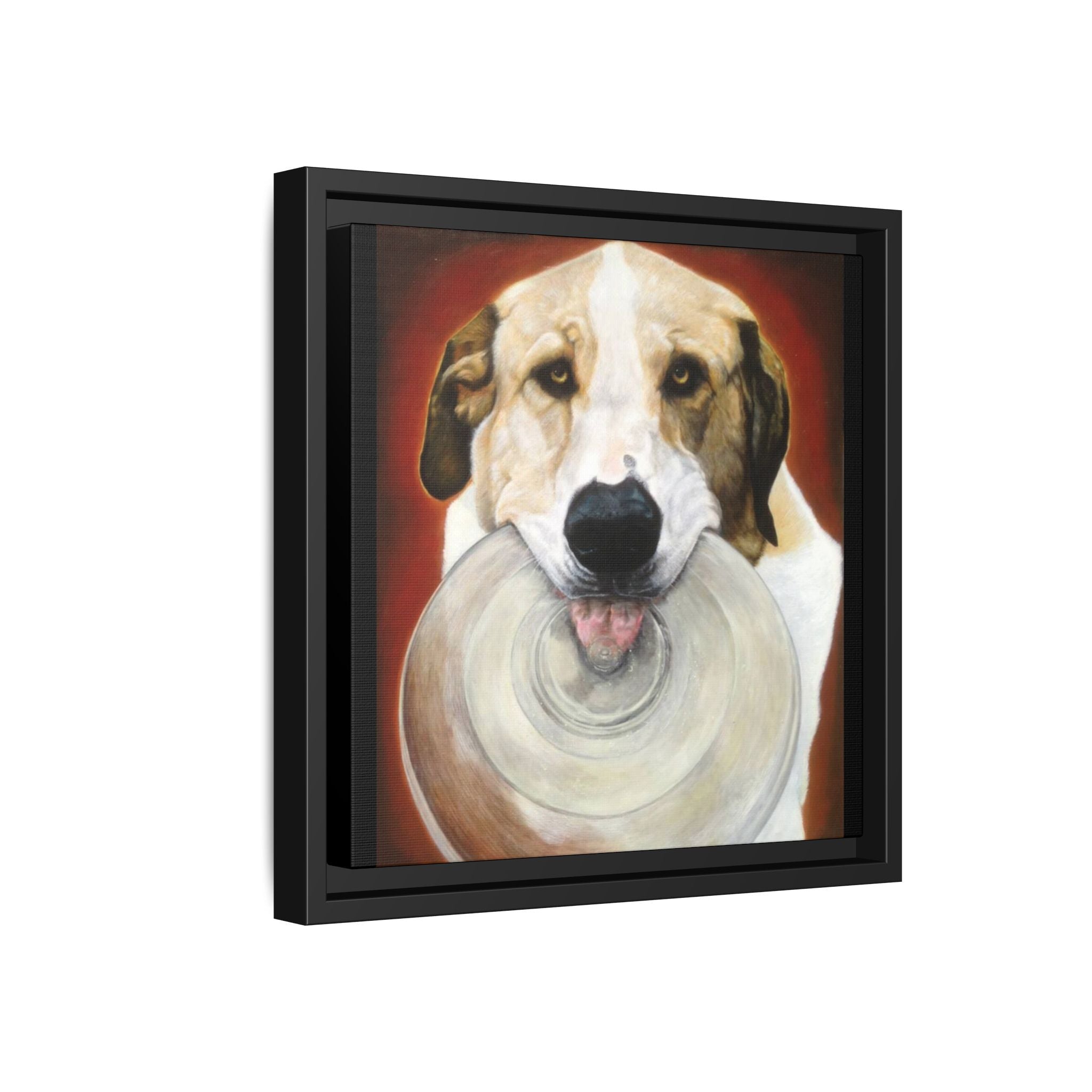 Framed Matte Canvas Print — Playful Wookie Holding His Frisbee