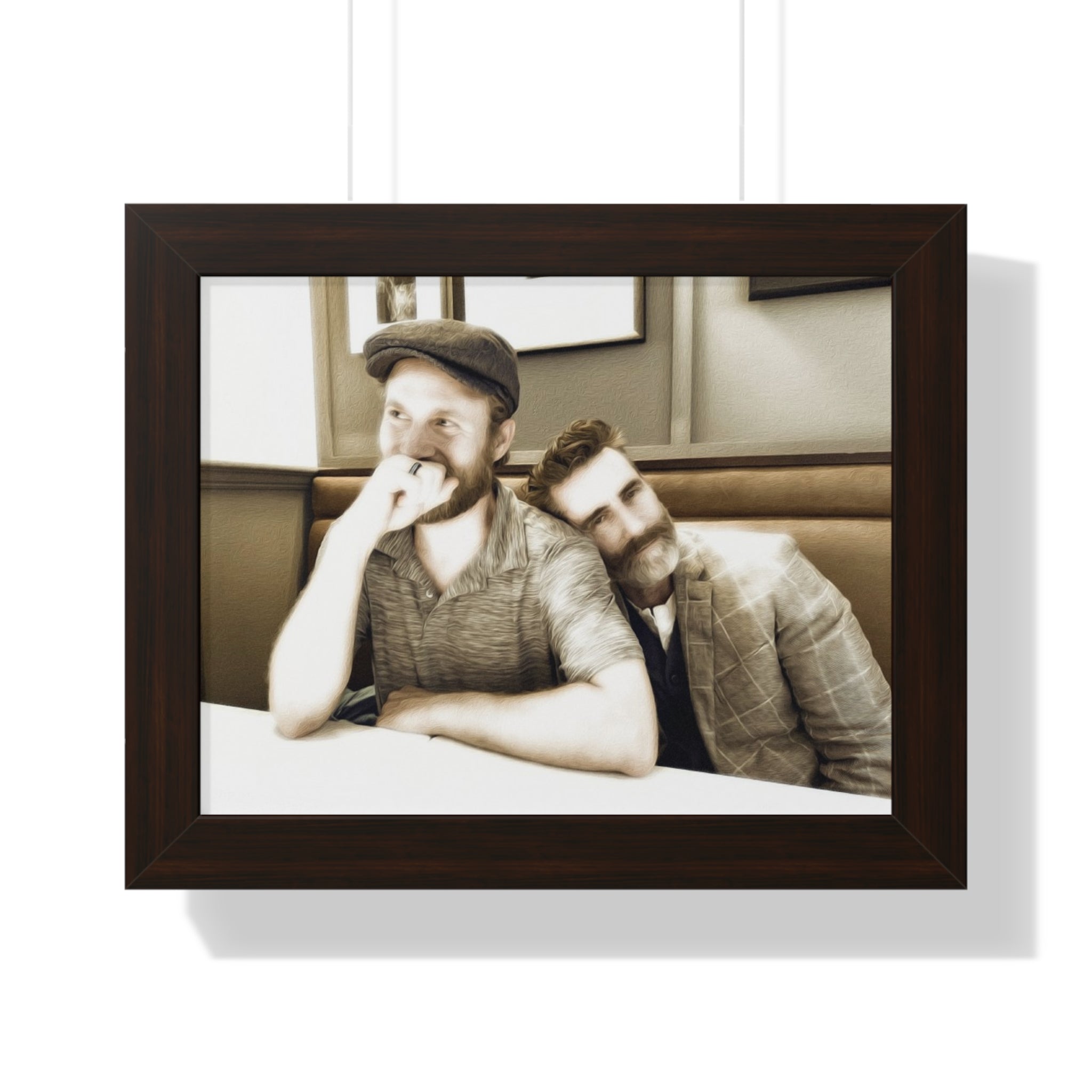 Framed Horizontal Poster — Vintage Sepia Portrait Wall Art - Just Us, a married couple.