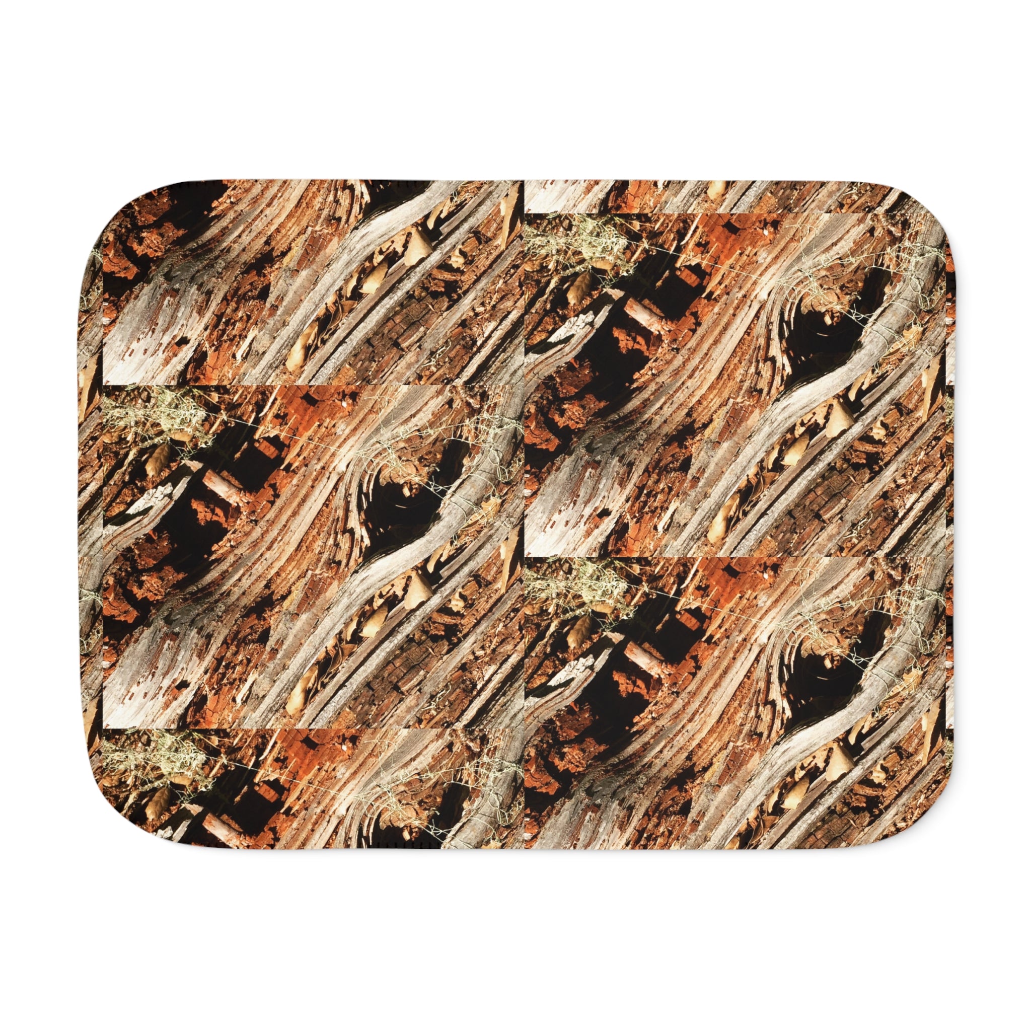 Rustic Woodgrain Sherpa Blanket — Reversible Two-Color Cozy Throw