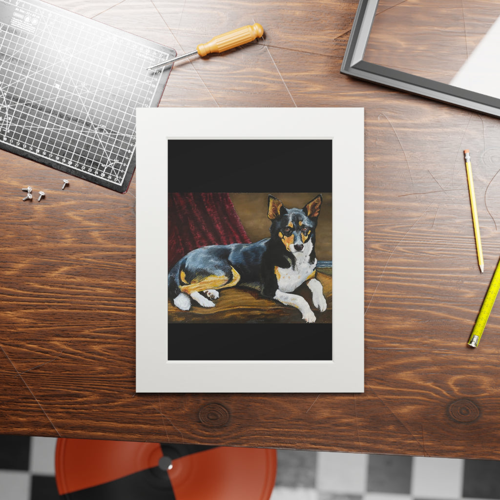 Tricolor Dog Fine Art Print with Passepartout Frame — "Upton" Pet Portrait Wall Art (2022)