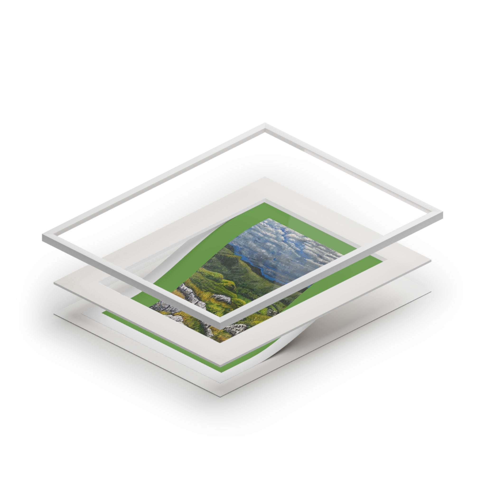 Mountain Landscape Fine Art Print with Passepartout — "View from High Rigg" - Green Hills & Dramatic Sky (2023)