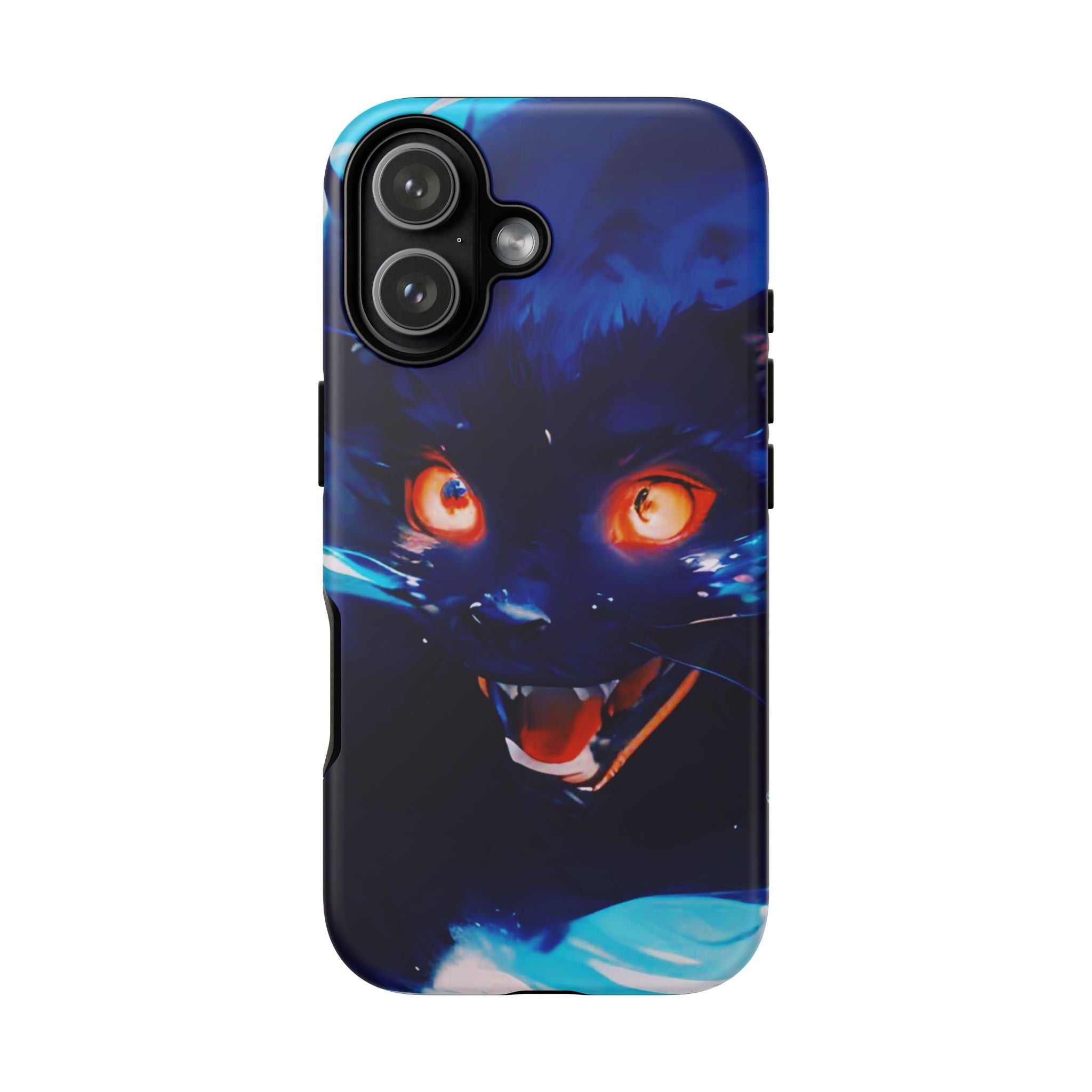 Demon Cat Phone Case — Glowing Blue Feline Tough Case