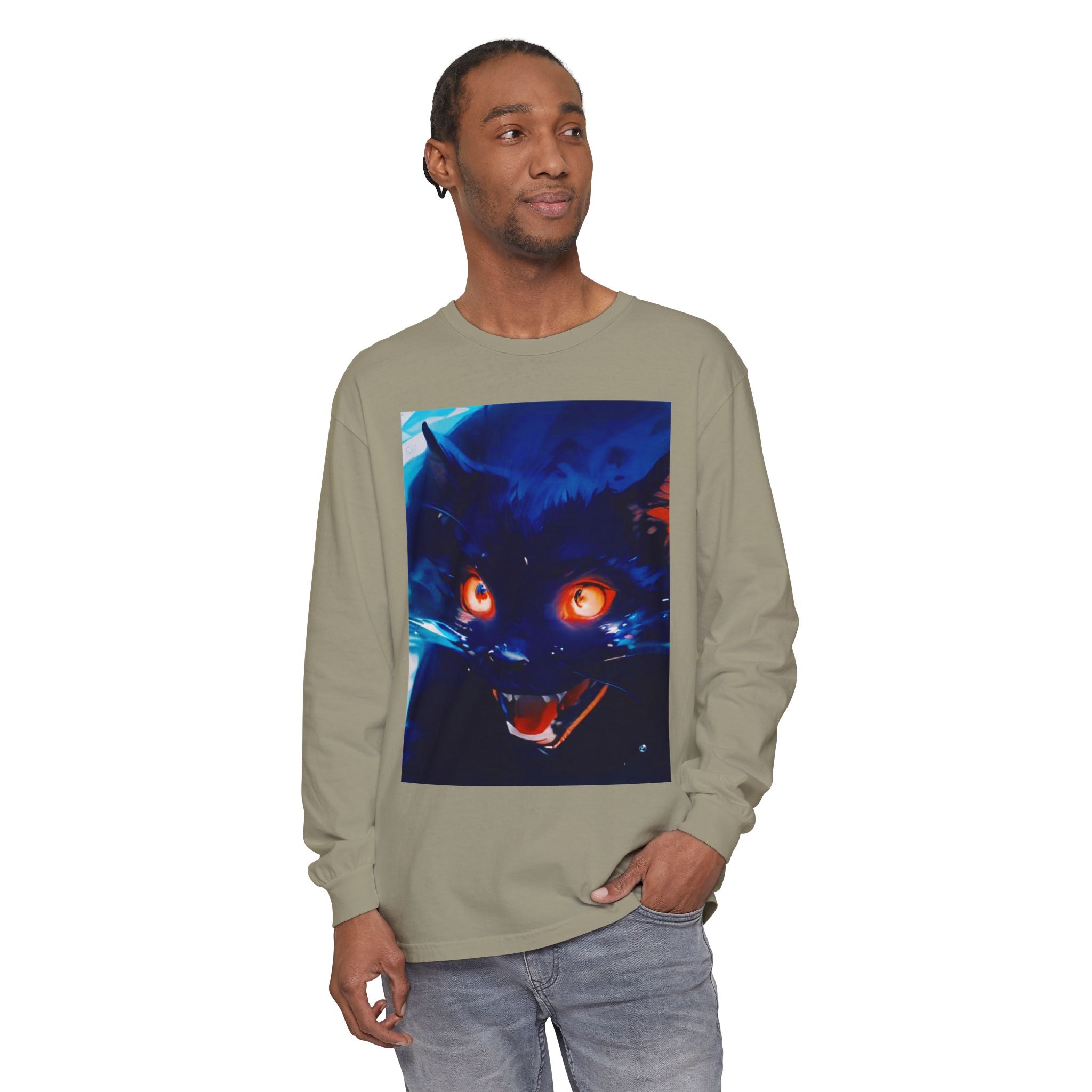 Long Sleeve T-Shirt — Demon Cat Illustration