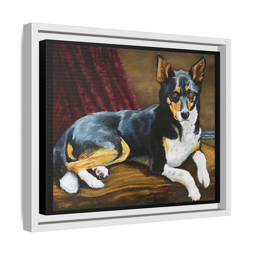 Framed Matte Canvas Dog Portrait – Black & Tan Companion Wall Art
