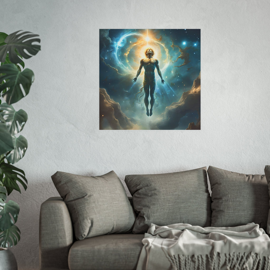 Cosmic Ascension Poster — Spiritual Astral Man Art Print