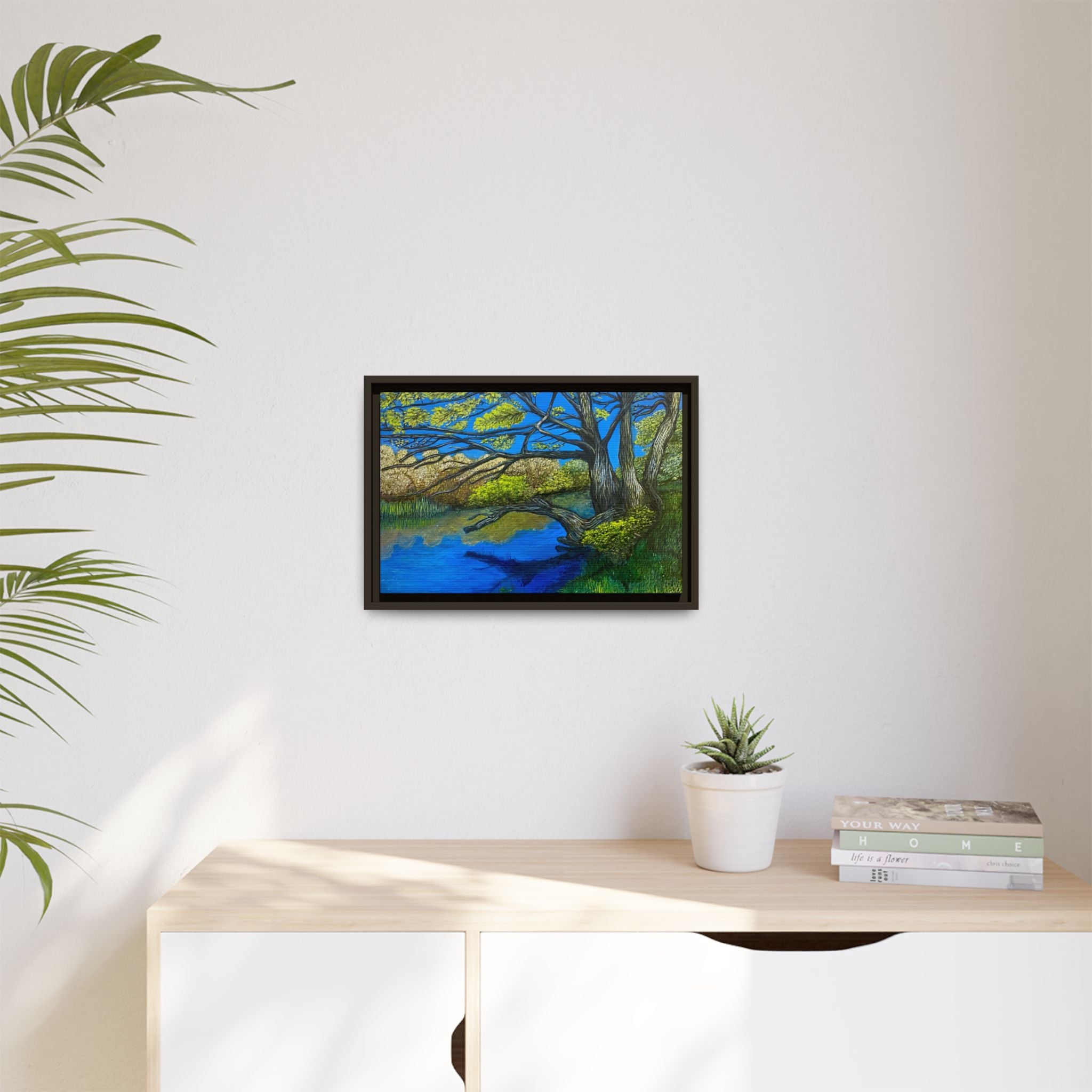Framed Matte Canvas Print — River Til Landscape