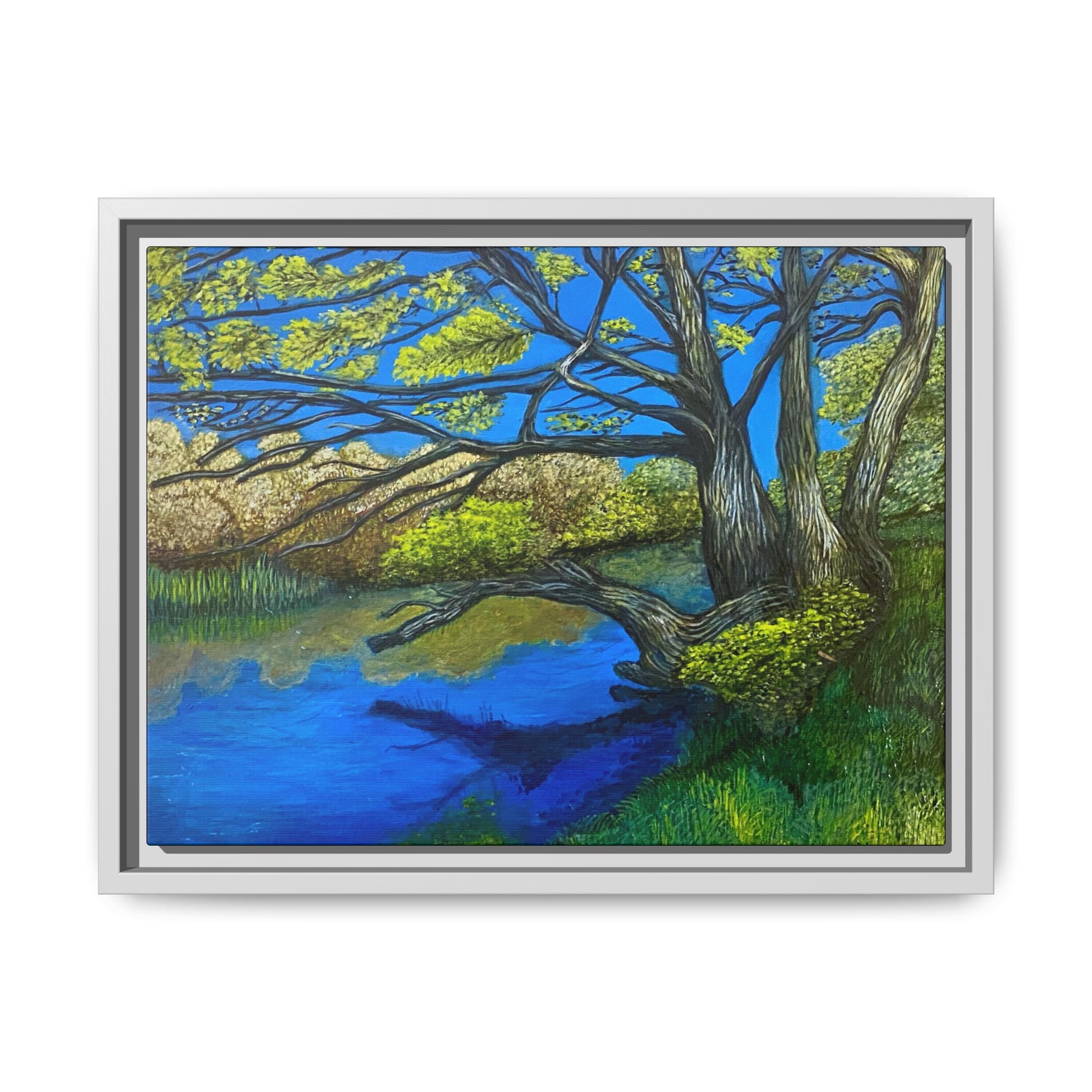 Framed Matte Canvas Print — River Til Landscape