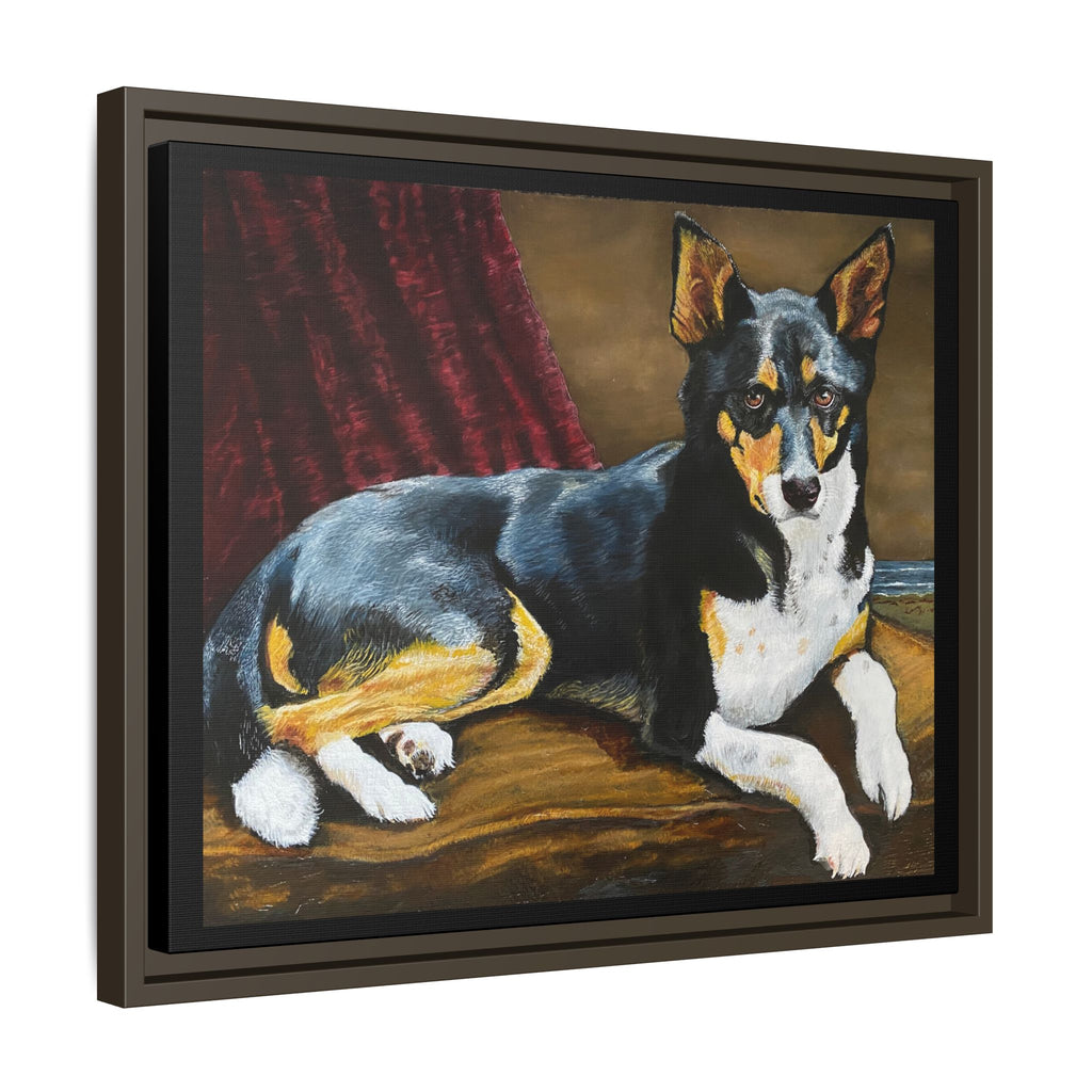 Framed Matte Canvas Dog Portrait – Black & Tan Companion Wall Art