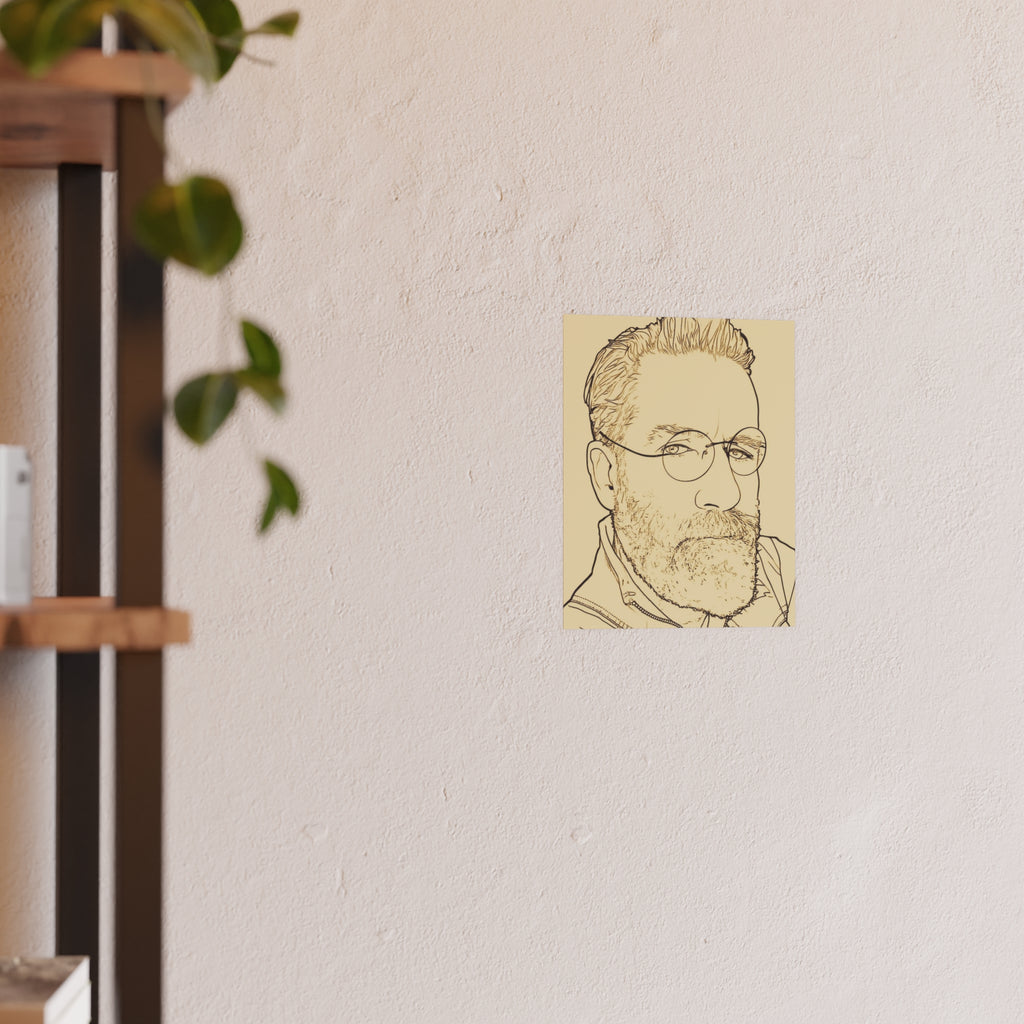 Minimalist Line Art Poster — AI Self Portrait (Satin or Archival Matte)