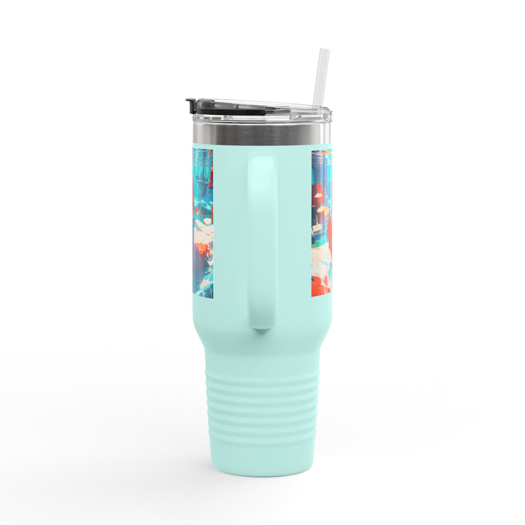 40oz Insulated Travel Mug – Colorful Underwater Dog Art Design