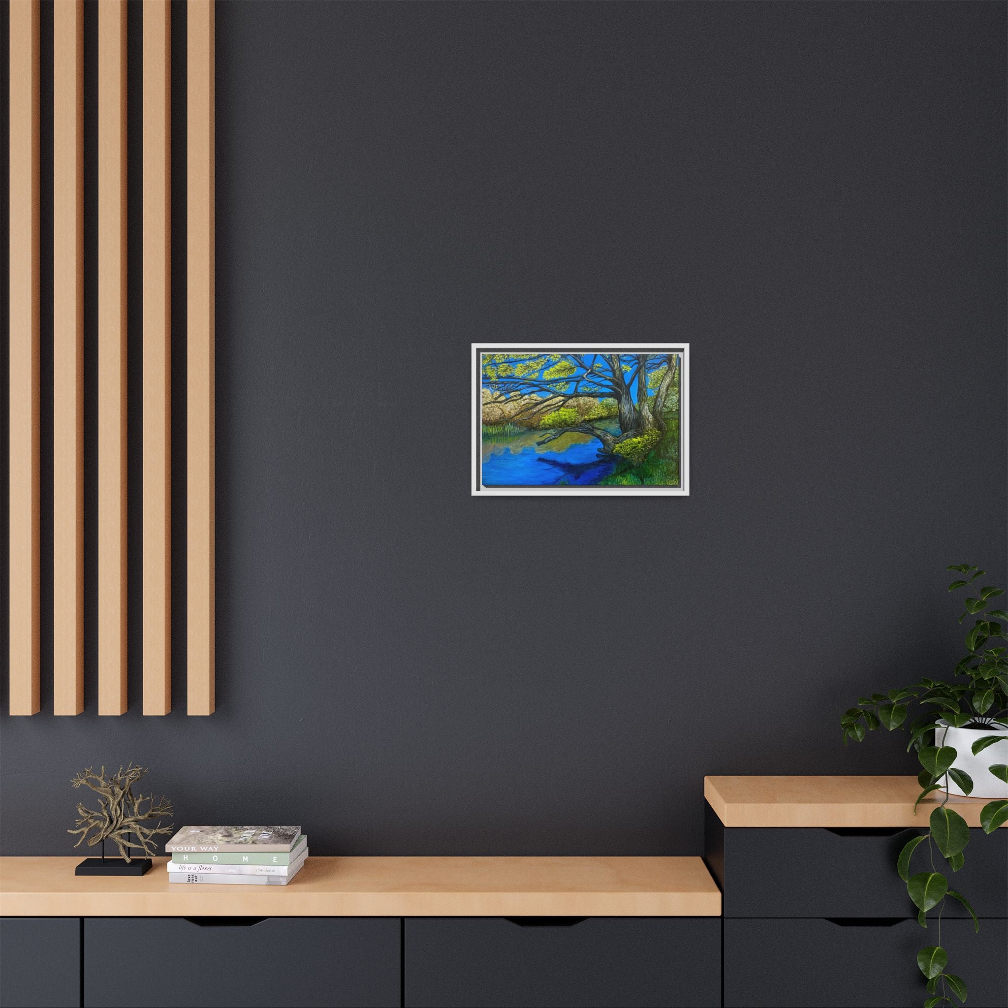Framed Matte Canvas Print — River Til Landscape