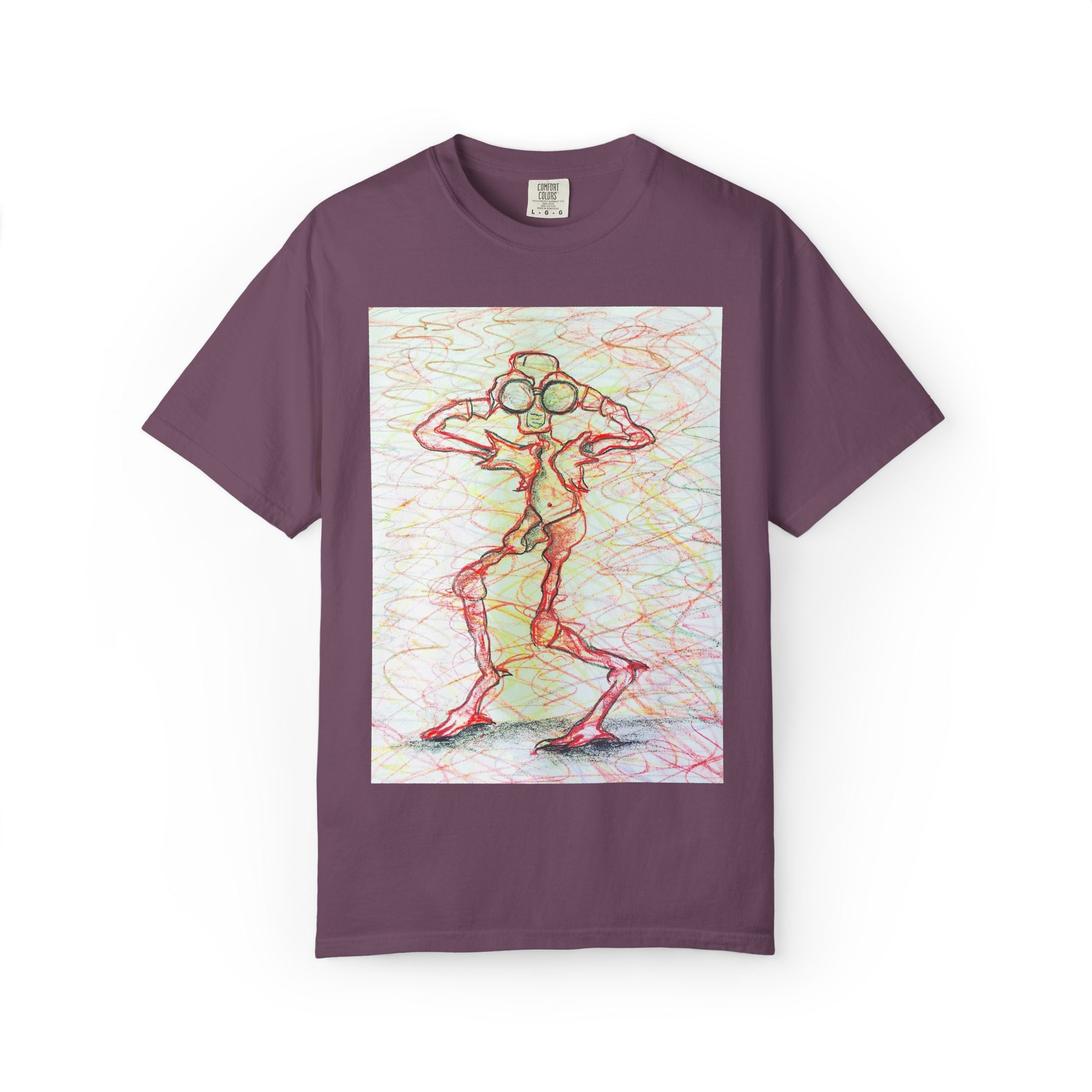 Abstract Figure Art T-Shirt — 'Binocular Gazer' Graphic Tee