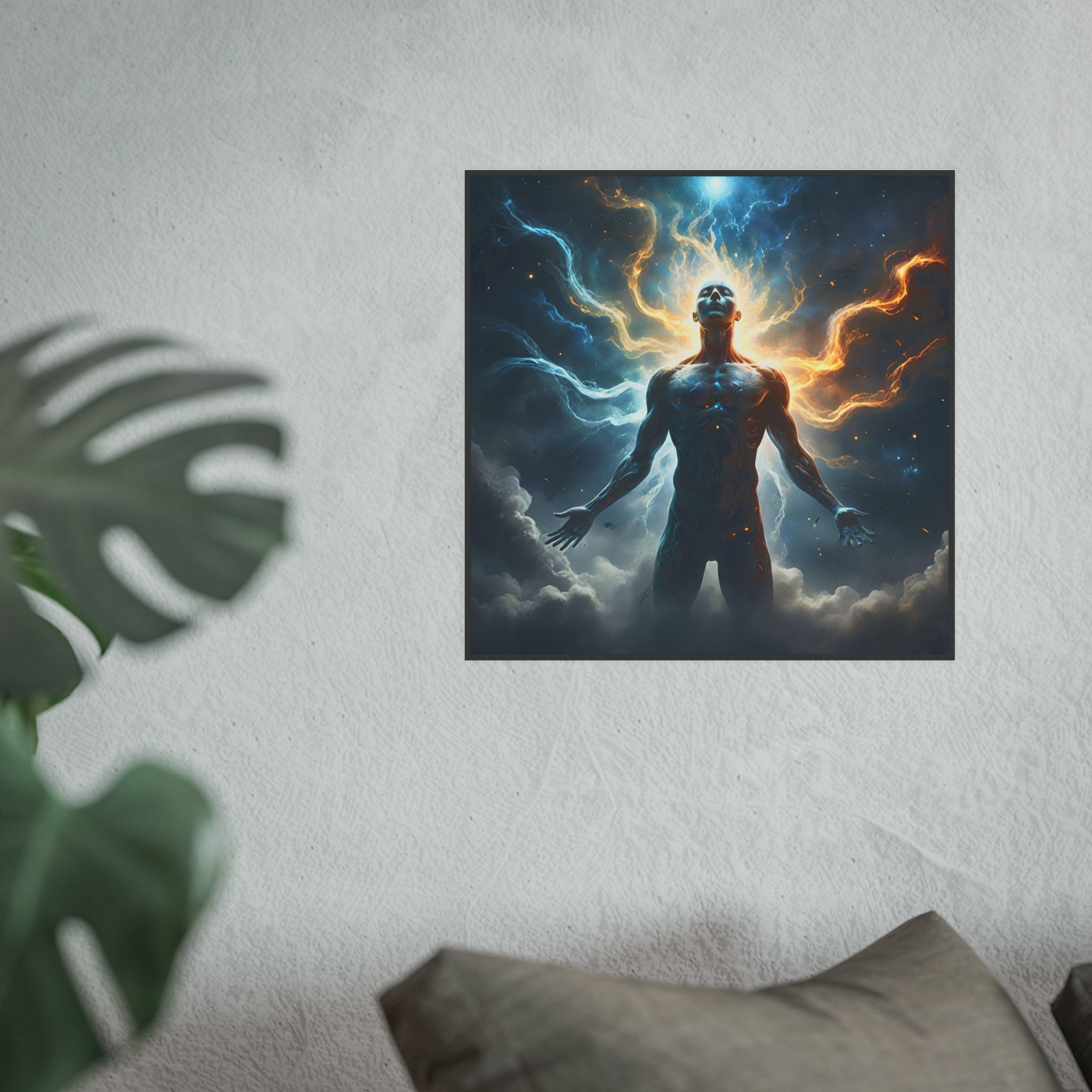 Cosmic Awakening Poster — Surreal Human Energy Wall Art (Satin/Archival Matte)