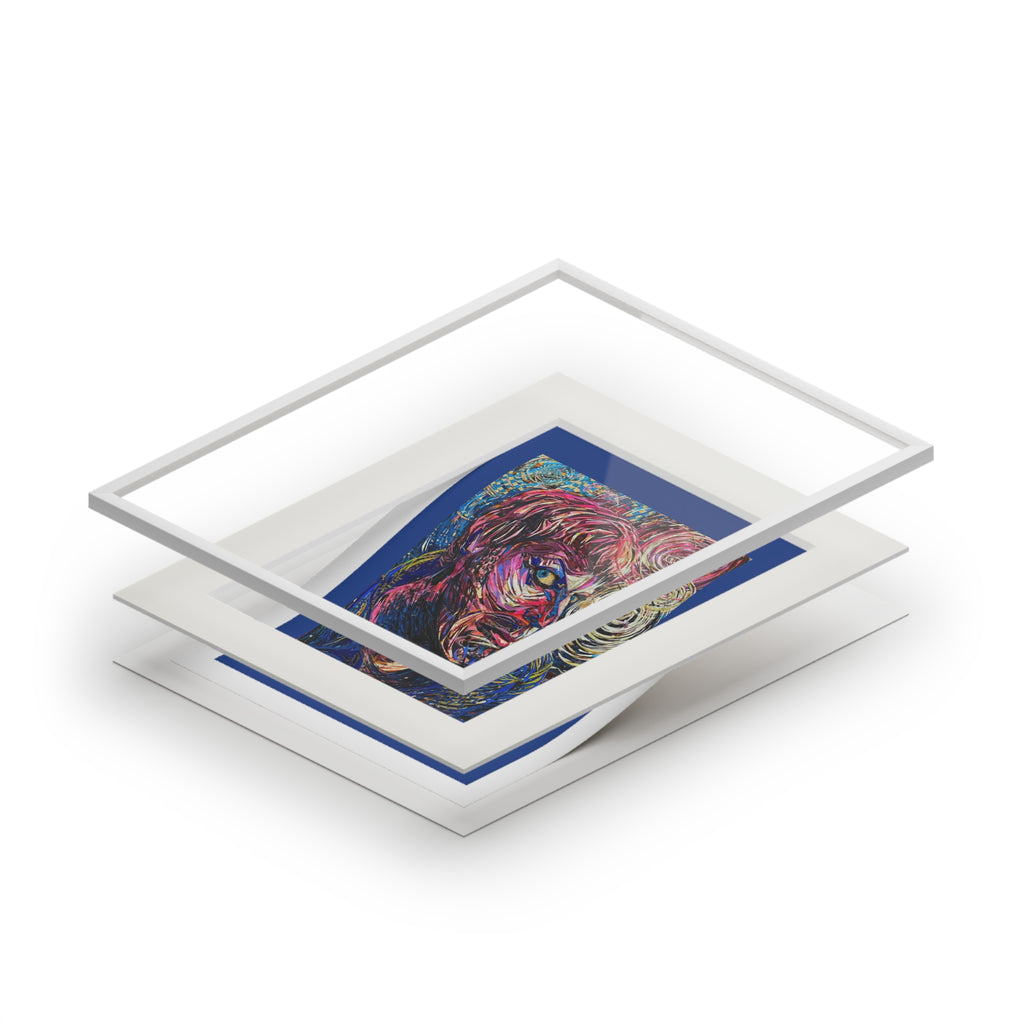 Abstract Portrait Fine Art Print with Passepartout Frame - Paper Portrait of Eddie