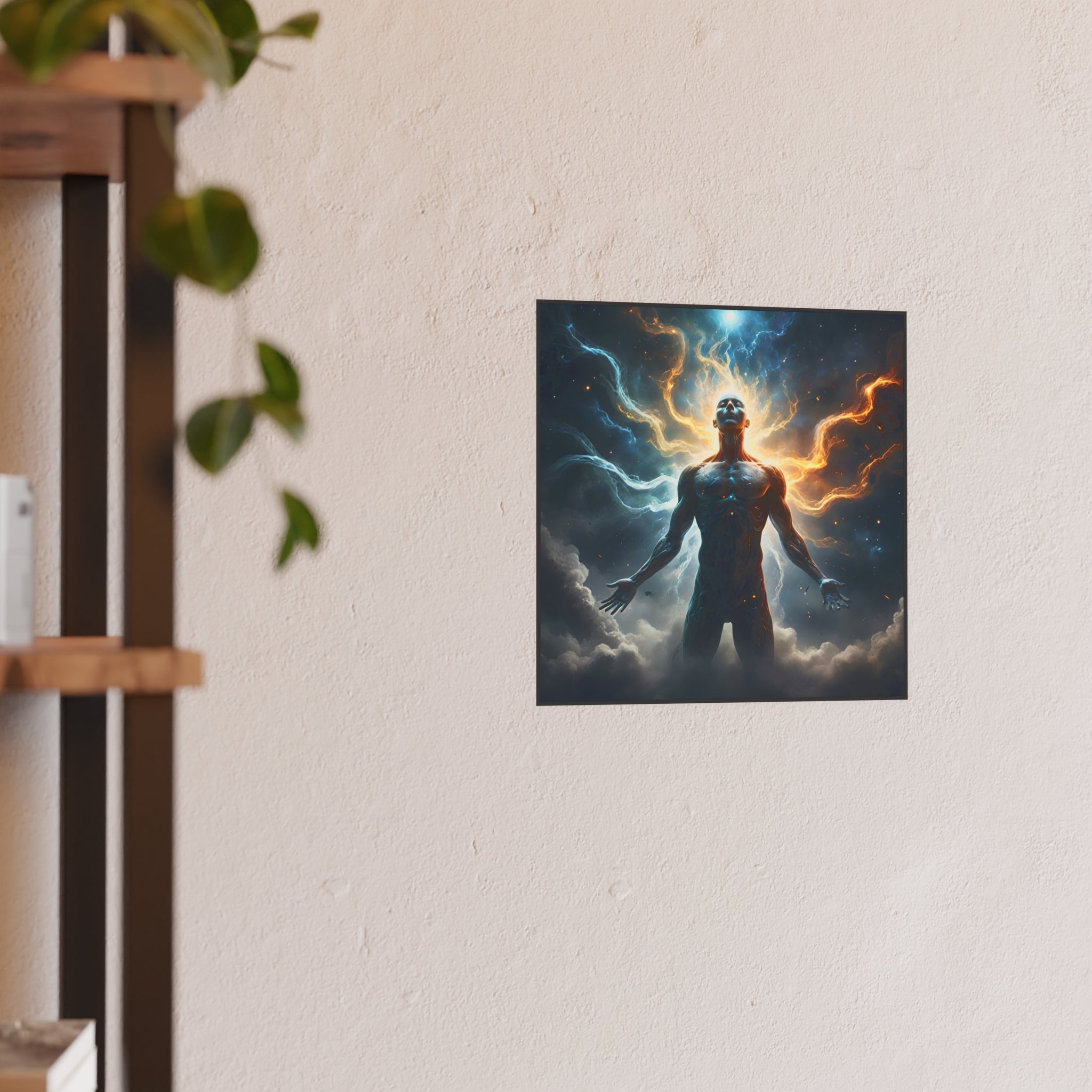 Cosmic Awakening Poster — Surreal Human Energy Wall Art (Satin/Archival Matte)