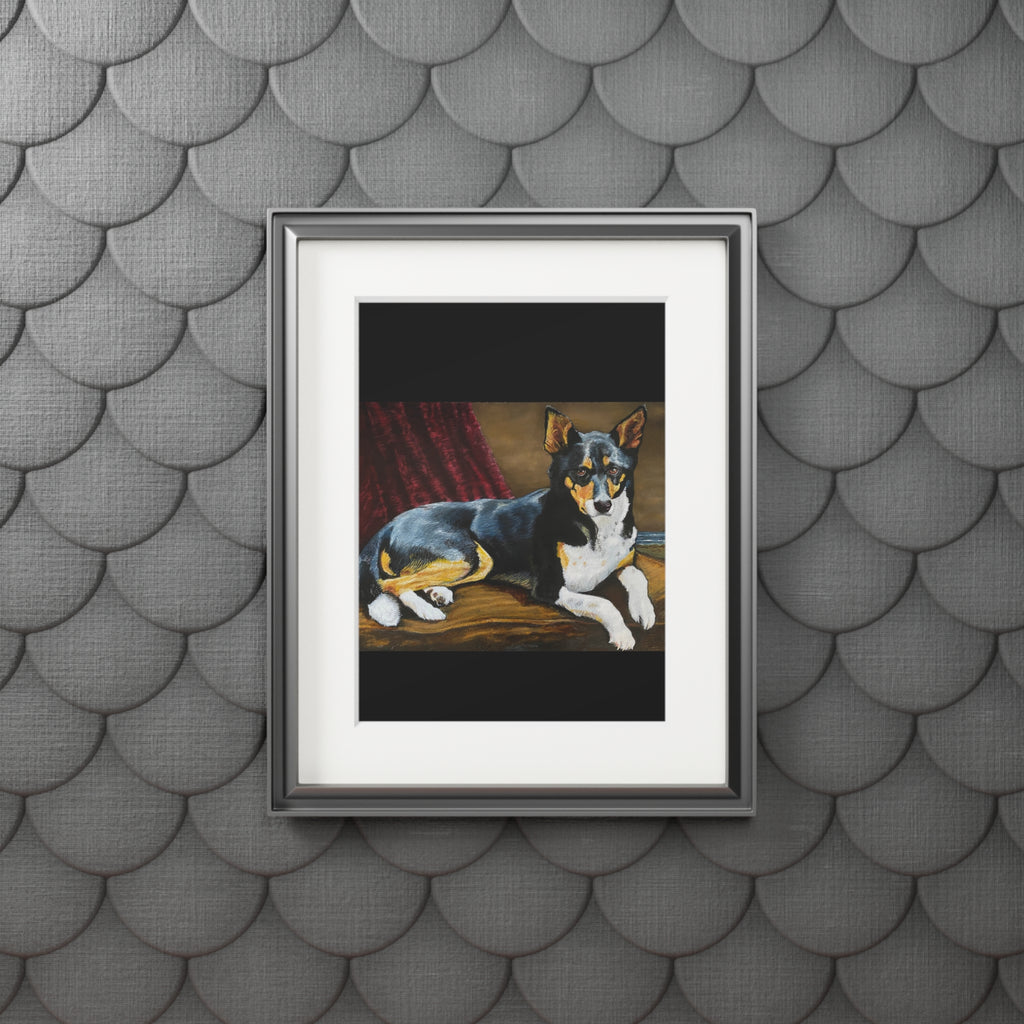 Tricolor Dog Fine Art Print with Passepartout Frame — "Upton" Pet Portrait Wall Art (2022)